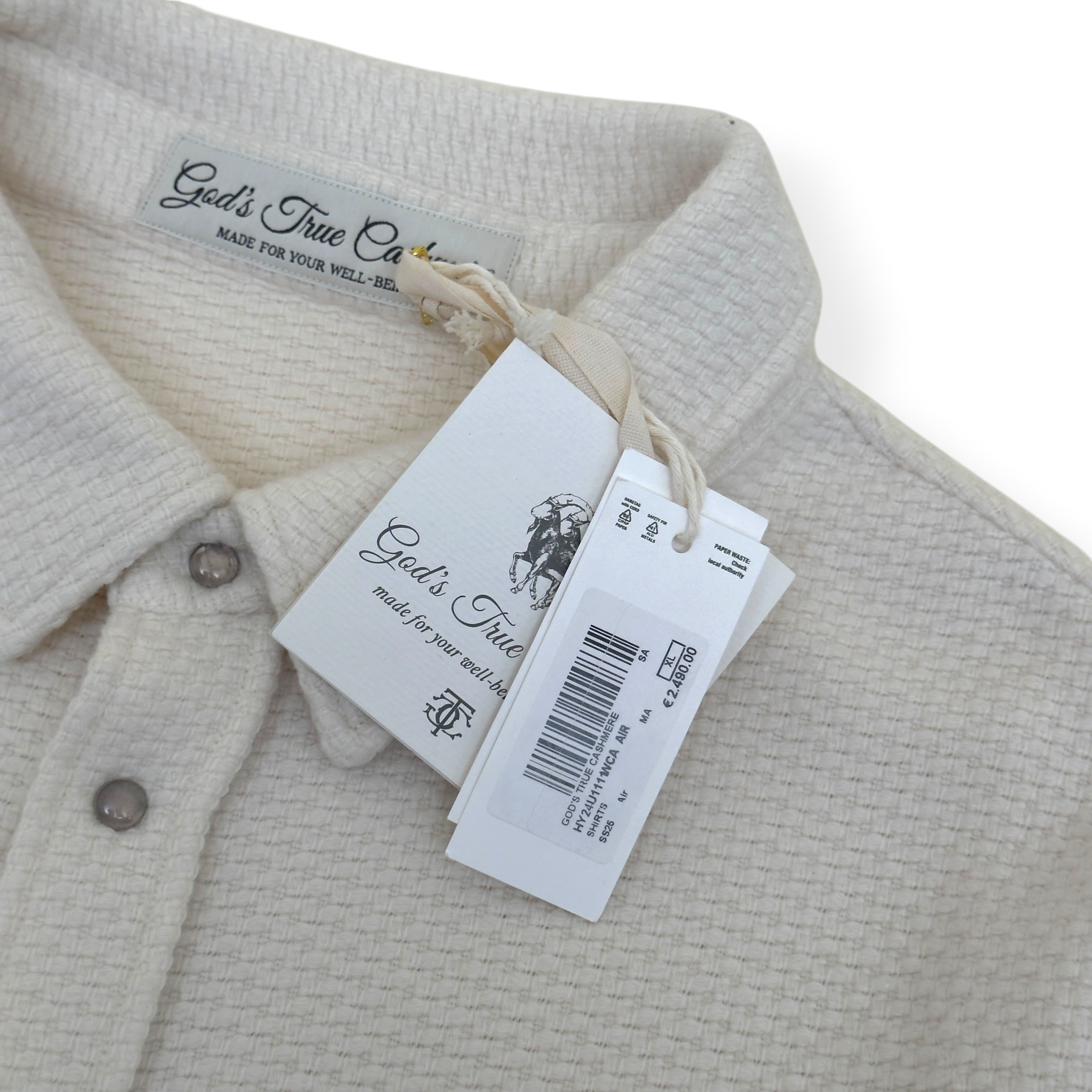 GOD'S TRUE CASHMERE AIR WAFFLE CASHMERE SHIRT ECRU XL