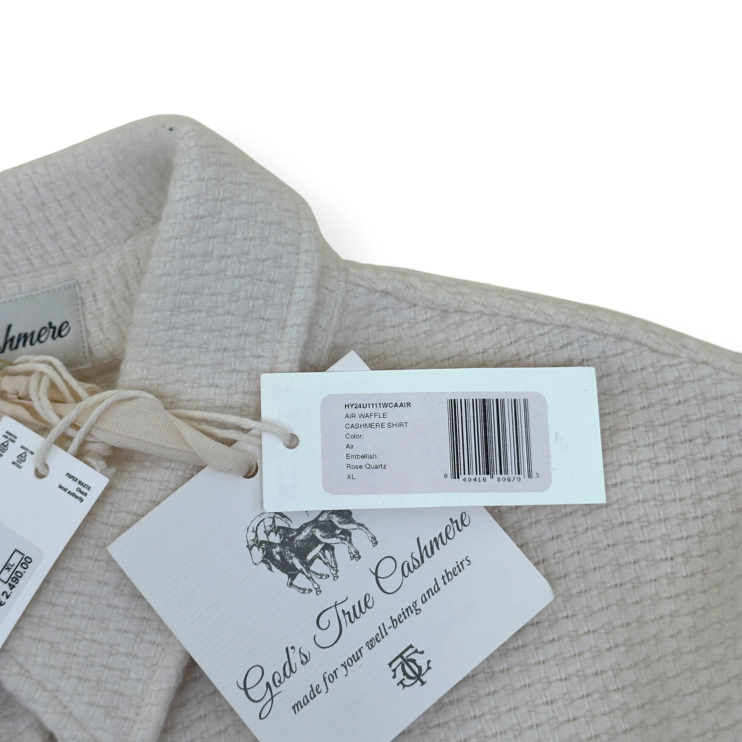 GOD'S TRUE CASHMERE AIR WAFFLE CASHMERE SHIRT ECRU XL