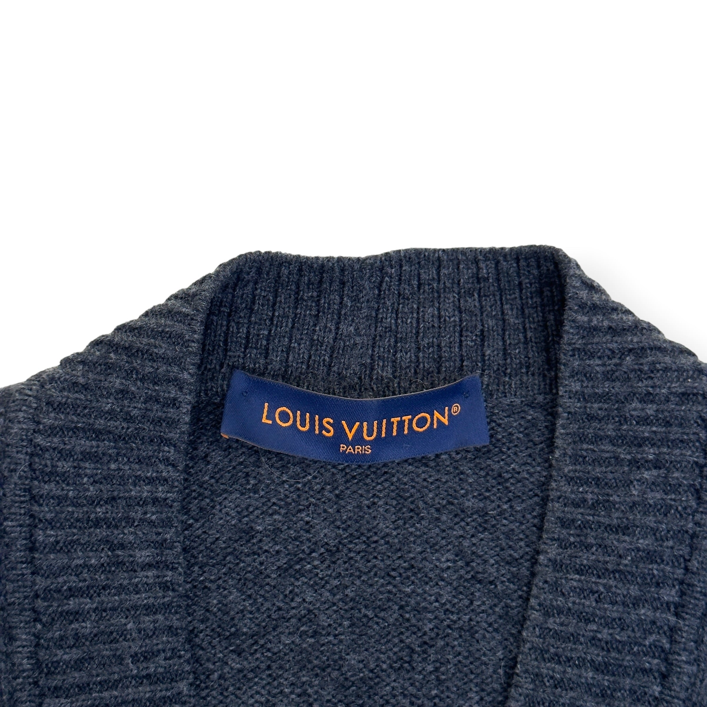 LOUIS VUITTON LV FREQUENCY EMBROIDERED WOOL CARDIGAN GREY L