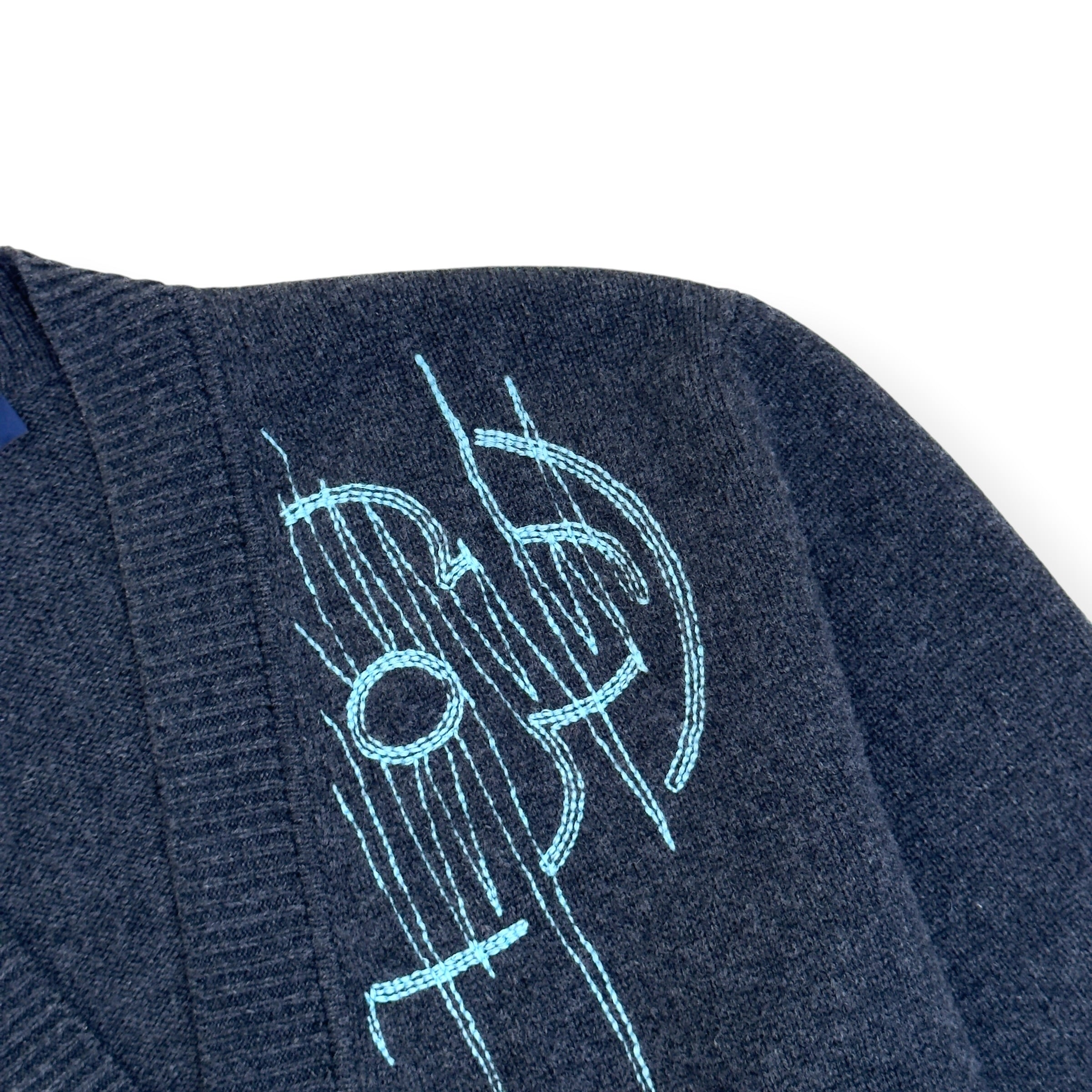 LOUIS VUITTON LV FREQUENCY EMBROIDERED WOOL CARDIGAN GREY L