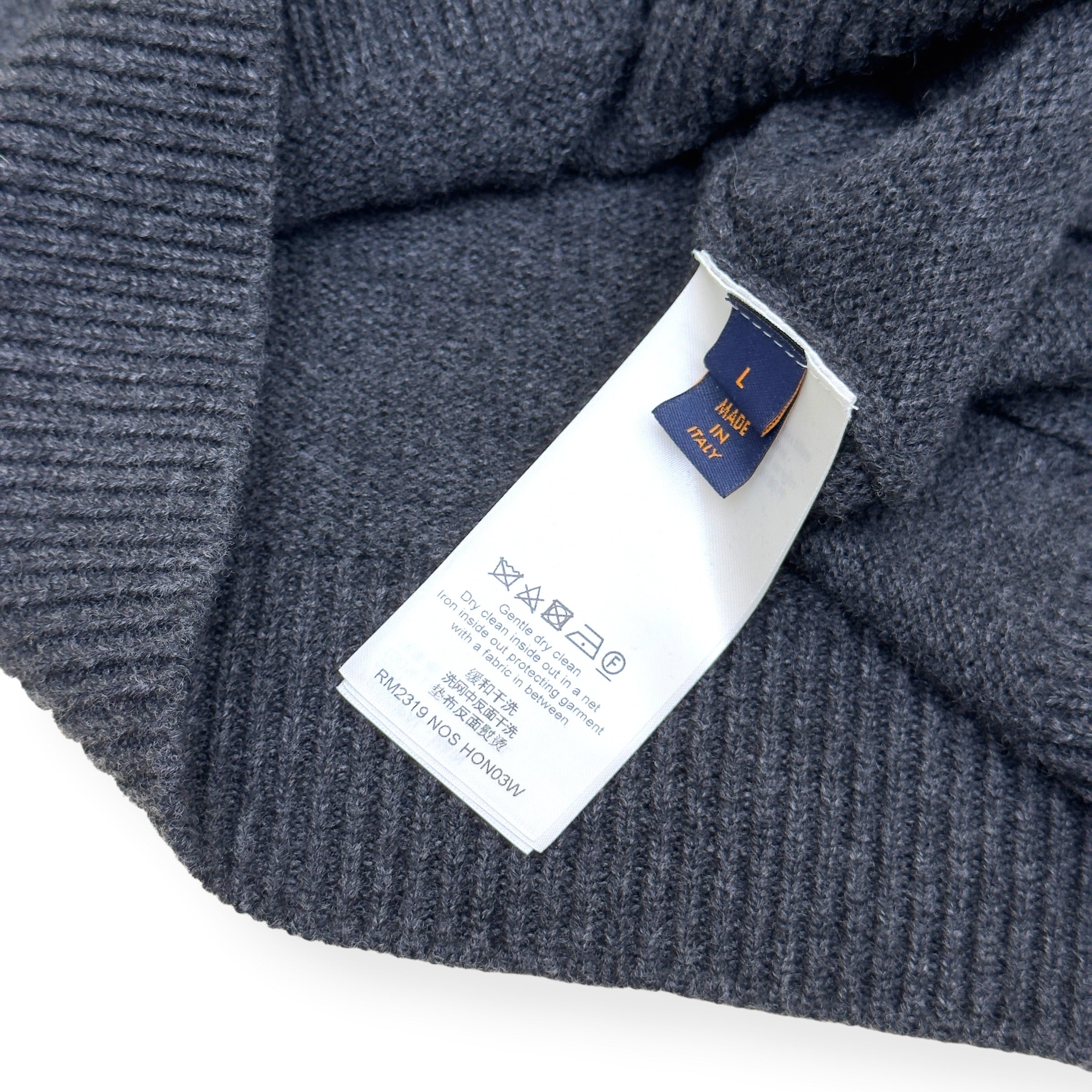 LOUIS VUITTON LV FREQUENCY EMBROIDERED WOOL CARDIGAN GREY L