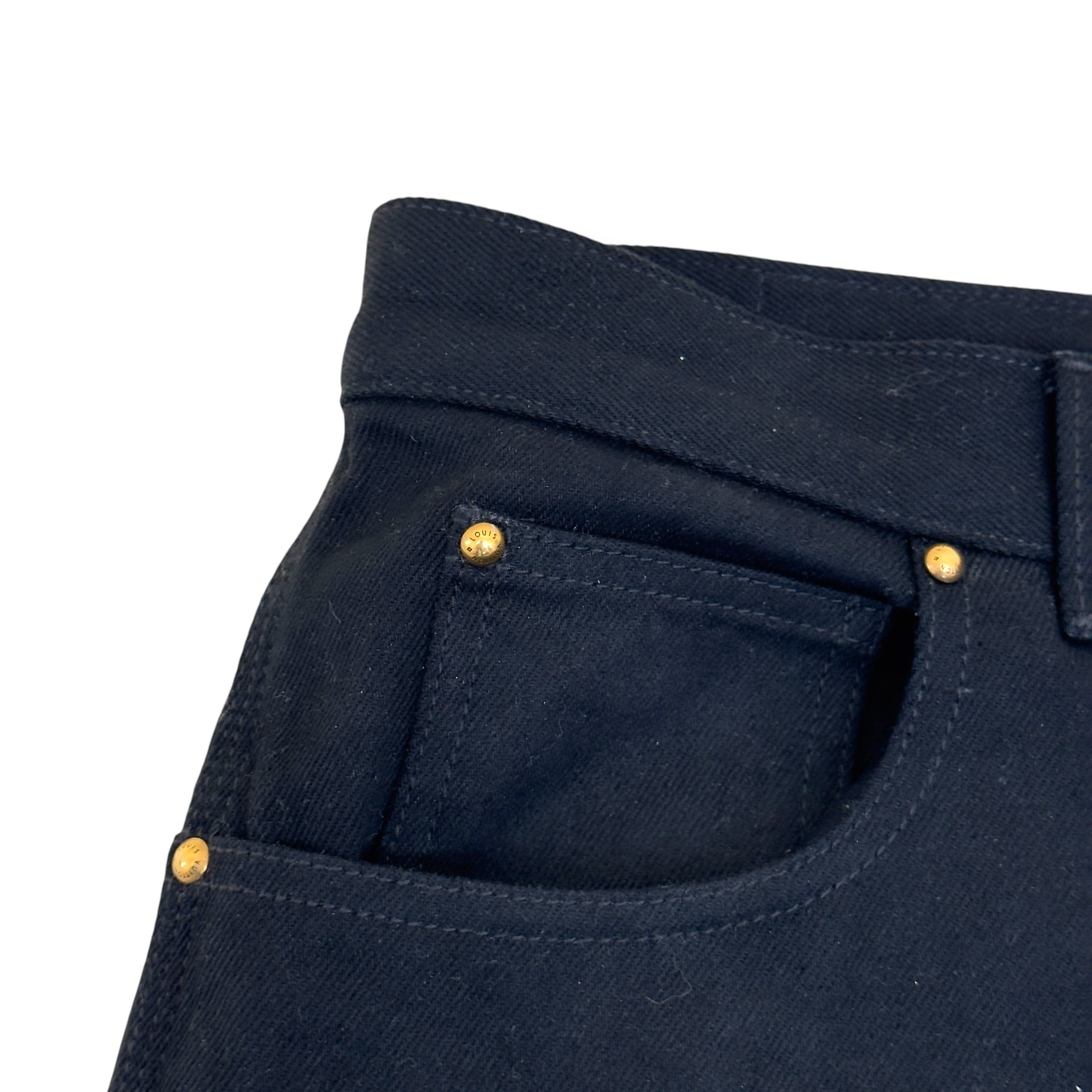 LOUIS VUITTON LV MONOGRAM DENIM WORKWEAR CARPENTER JEANS BLACK 34 / L