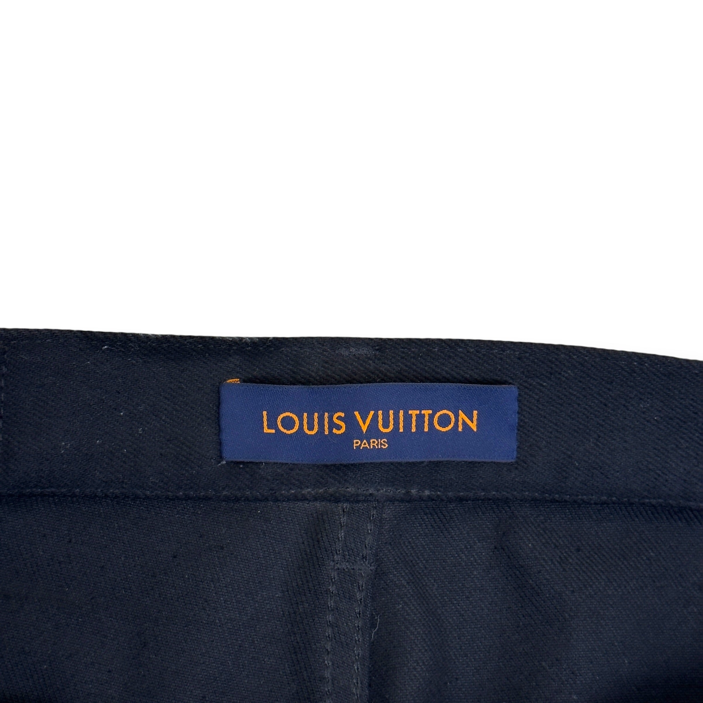 LOUIS VUITTON LV MONOGRAM DENIM WORKWEAR CARPENTER JEANS BLACK 34 / L