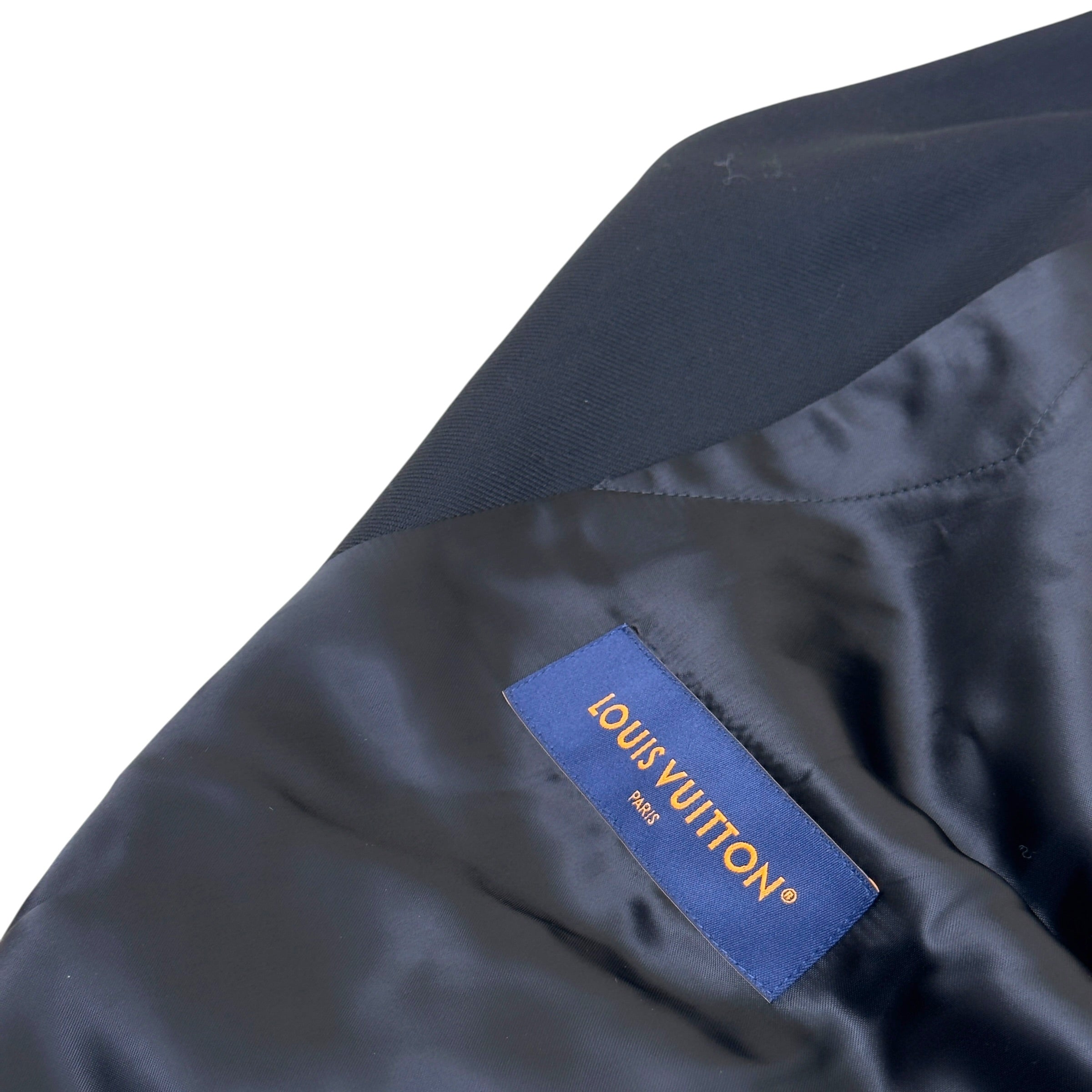 LOUIS VUITTON PEARL CALLIGRAPHY EMBELLISHED WOOL BLOUSON JACKET BLACK 54 / XL