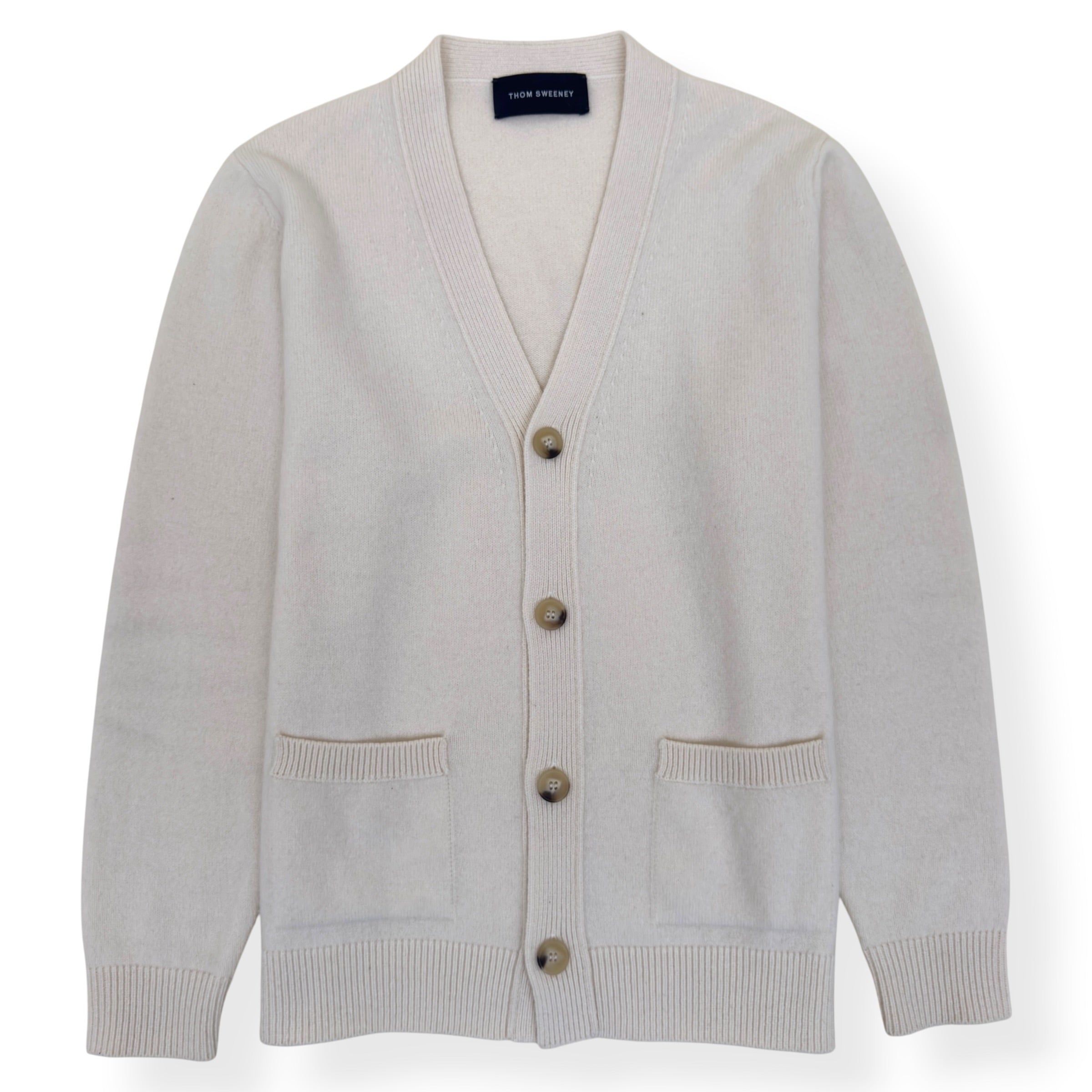 THOM SWEENEY MERINO WOOL / CASHMERE CARDIGAN ECRU L