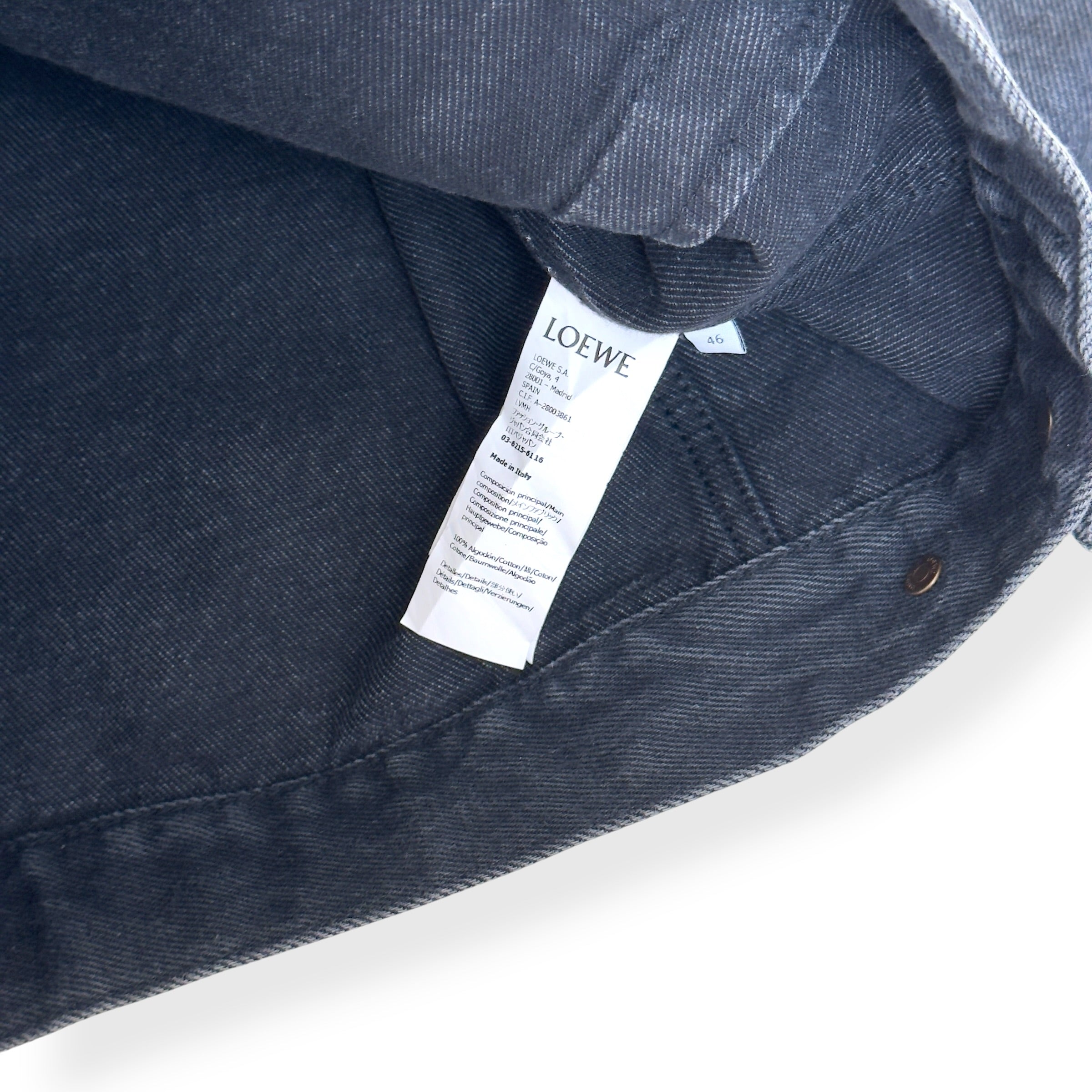 LOEWE ANAGRAM LOGO DENIM JACKET BLACK / WHITE 46 / S