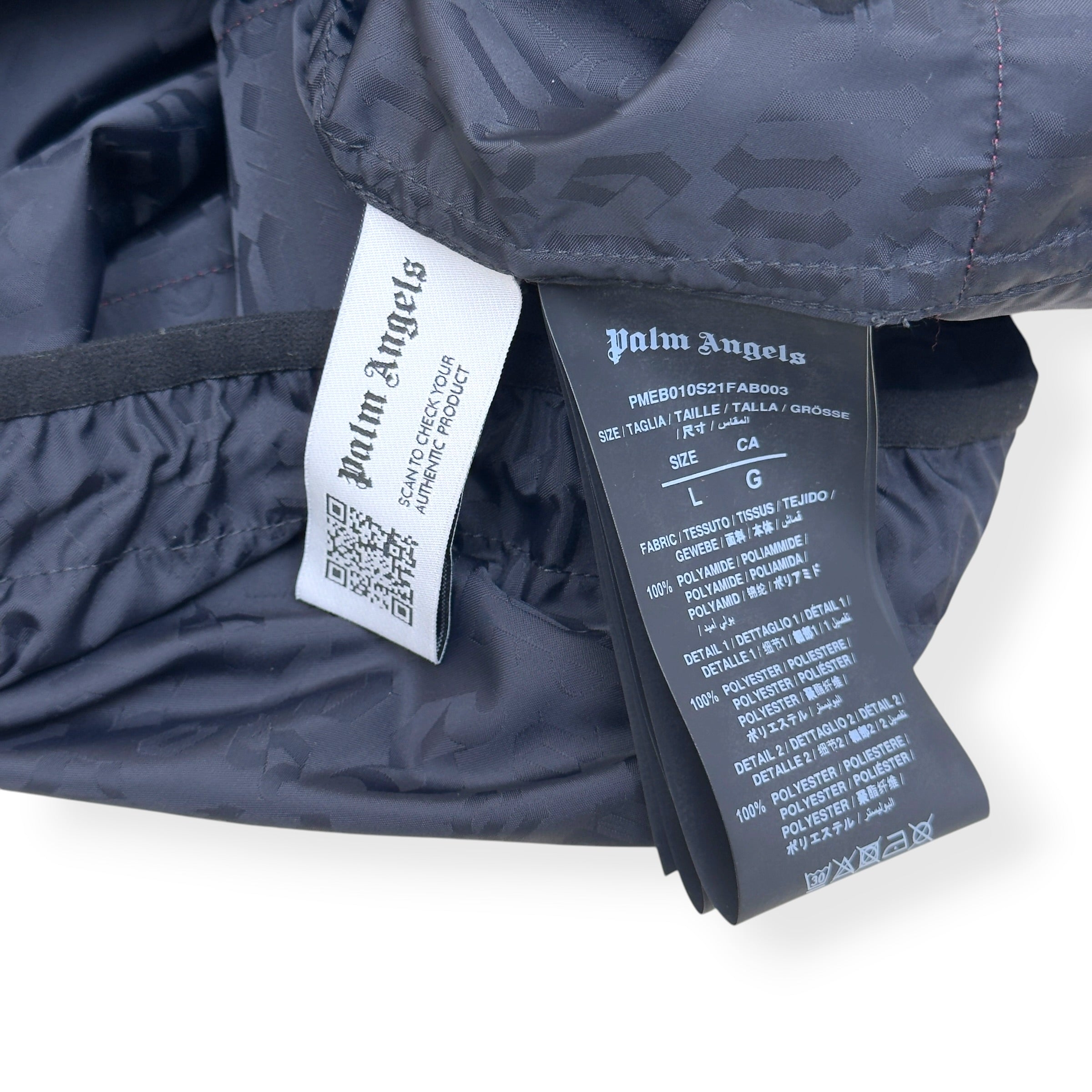 PALM ANGELS MONOGRAM WINDBREAKER JACKET BLACK L