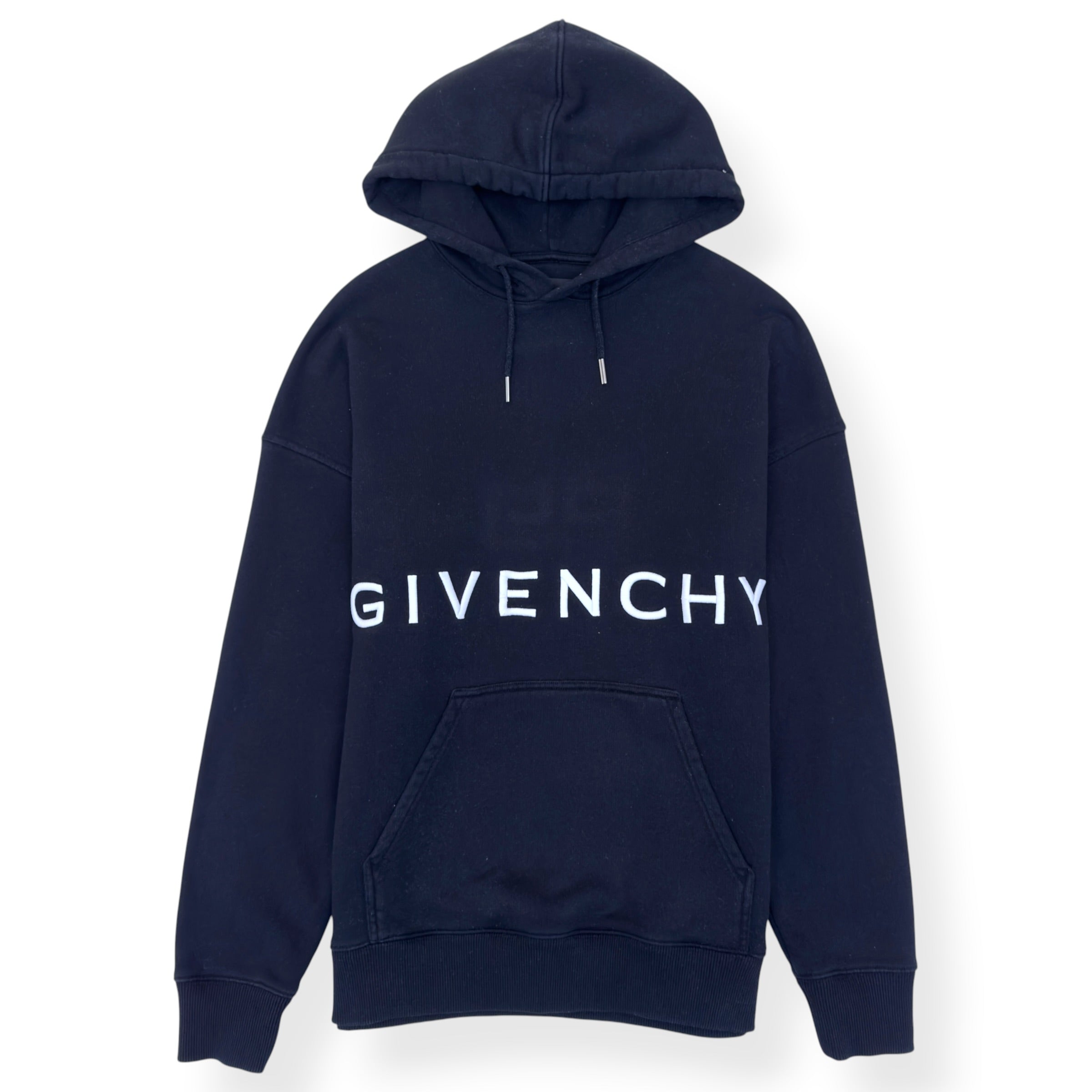 GIVENCHY LOGO EMBROIDERED COTTON HOODIE BLACK / WHITE L