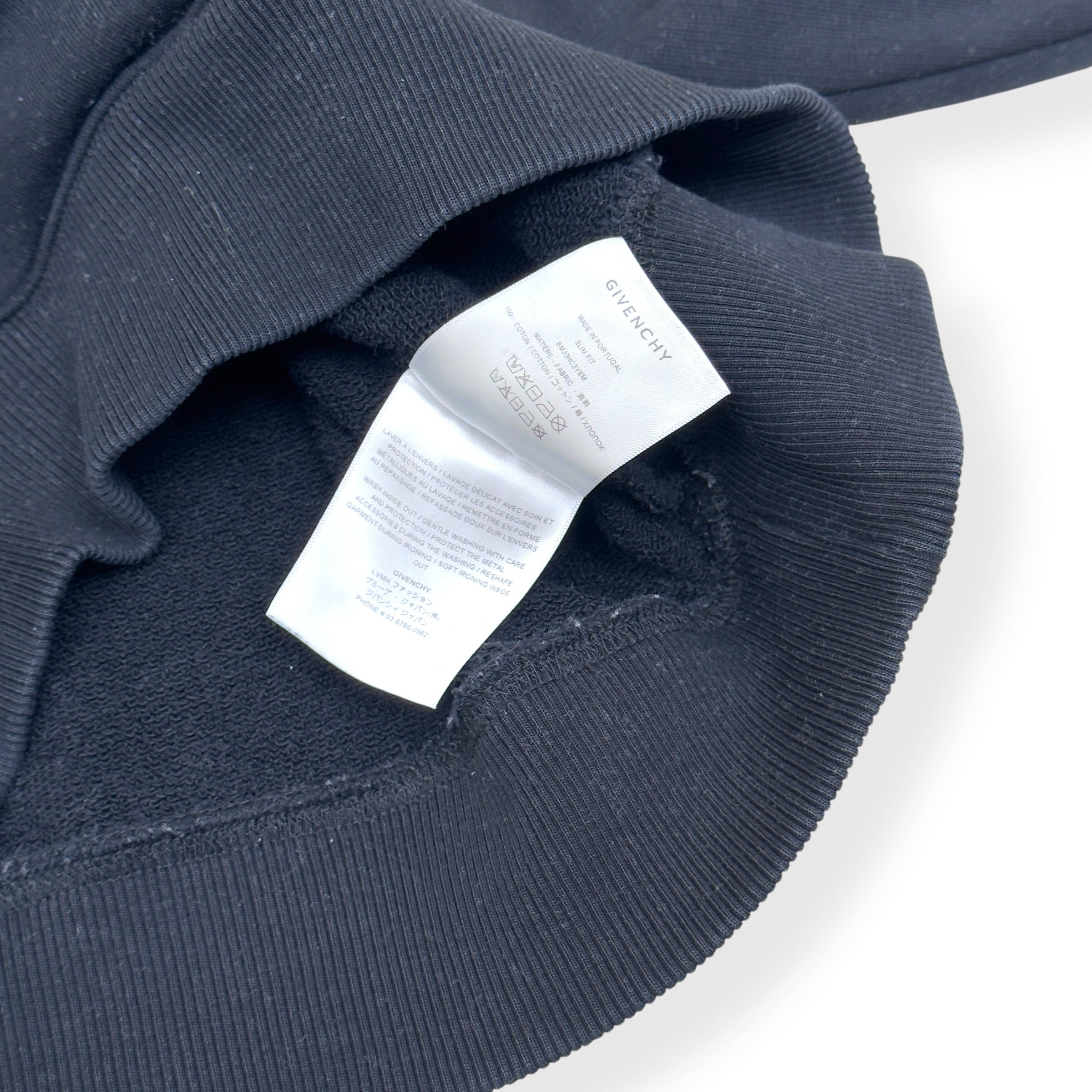 GIVENCHY LOGO EMBROIDERED COTTON HOODIE BLACK / WHITE L