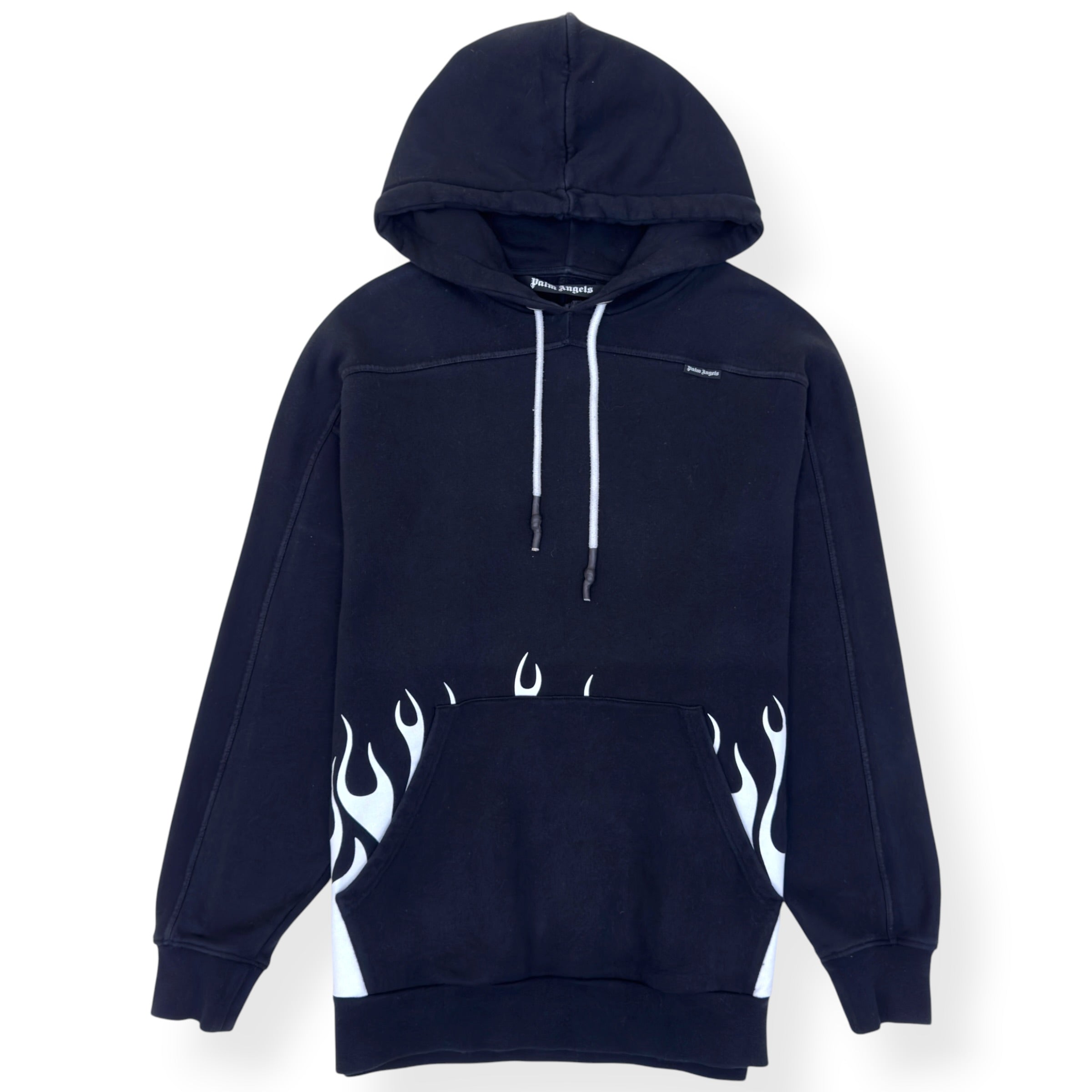 PALM ANGELS BURNING LOGO HOODIE BLACK / WHITE L