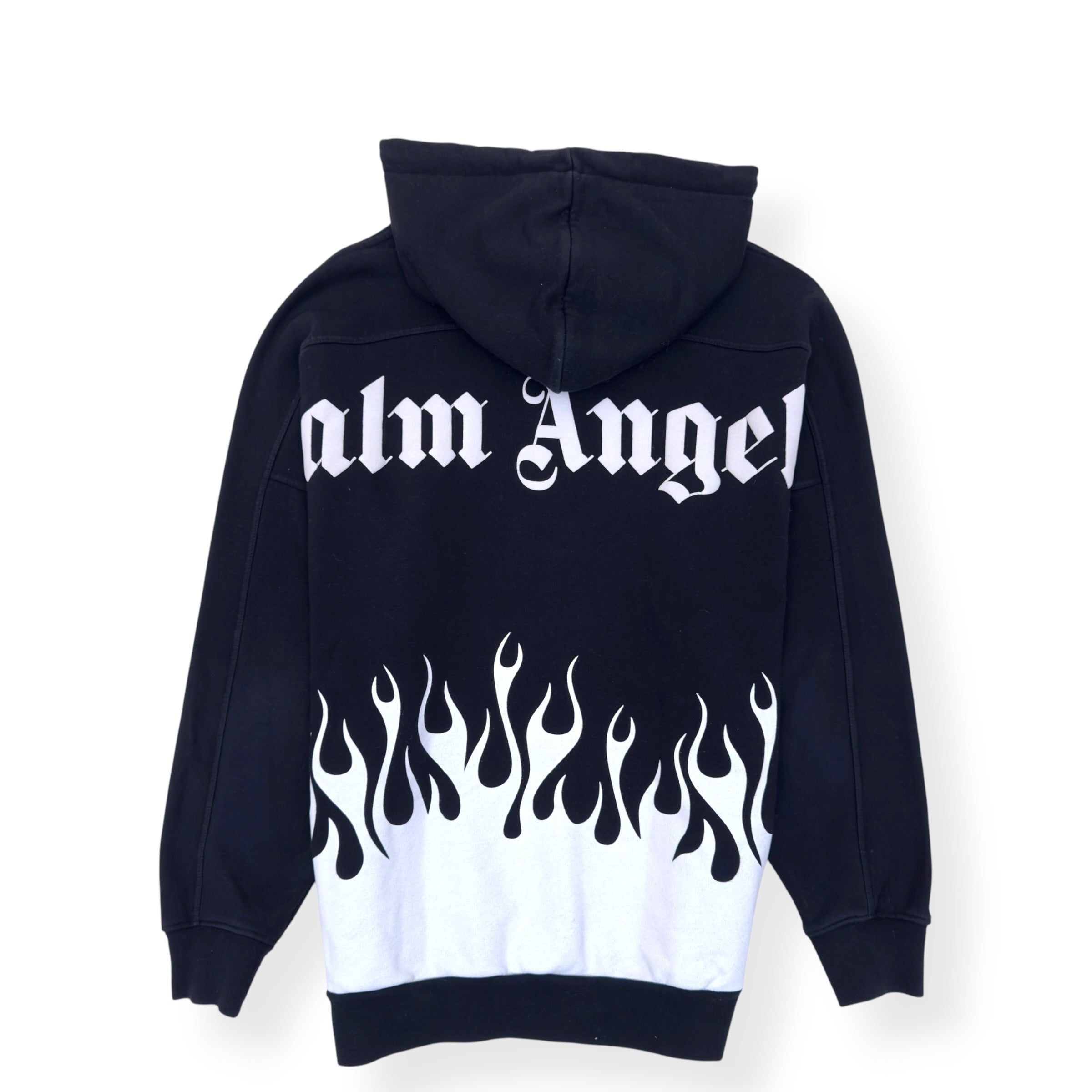 PALM ANGELS BURNING LOGO HOODIE BLACK / WHITE L
