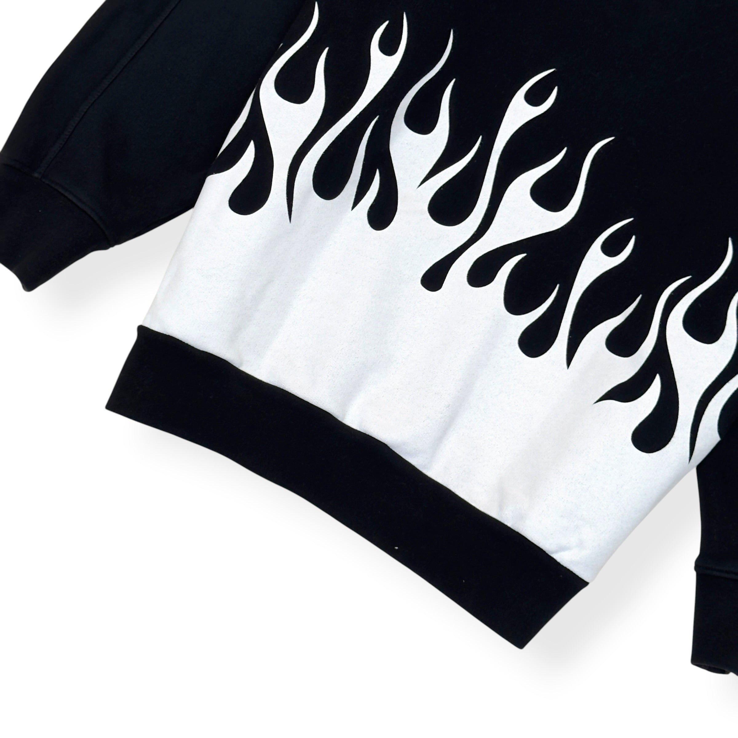 PALM ANGELS BURNING LOGO HOODIE BLACK / WHITE L