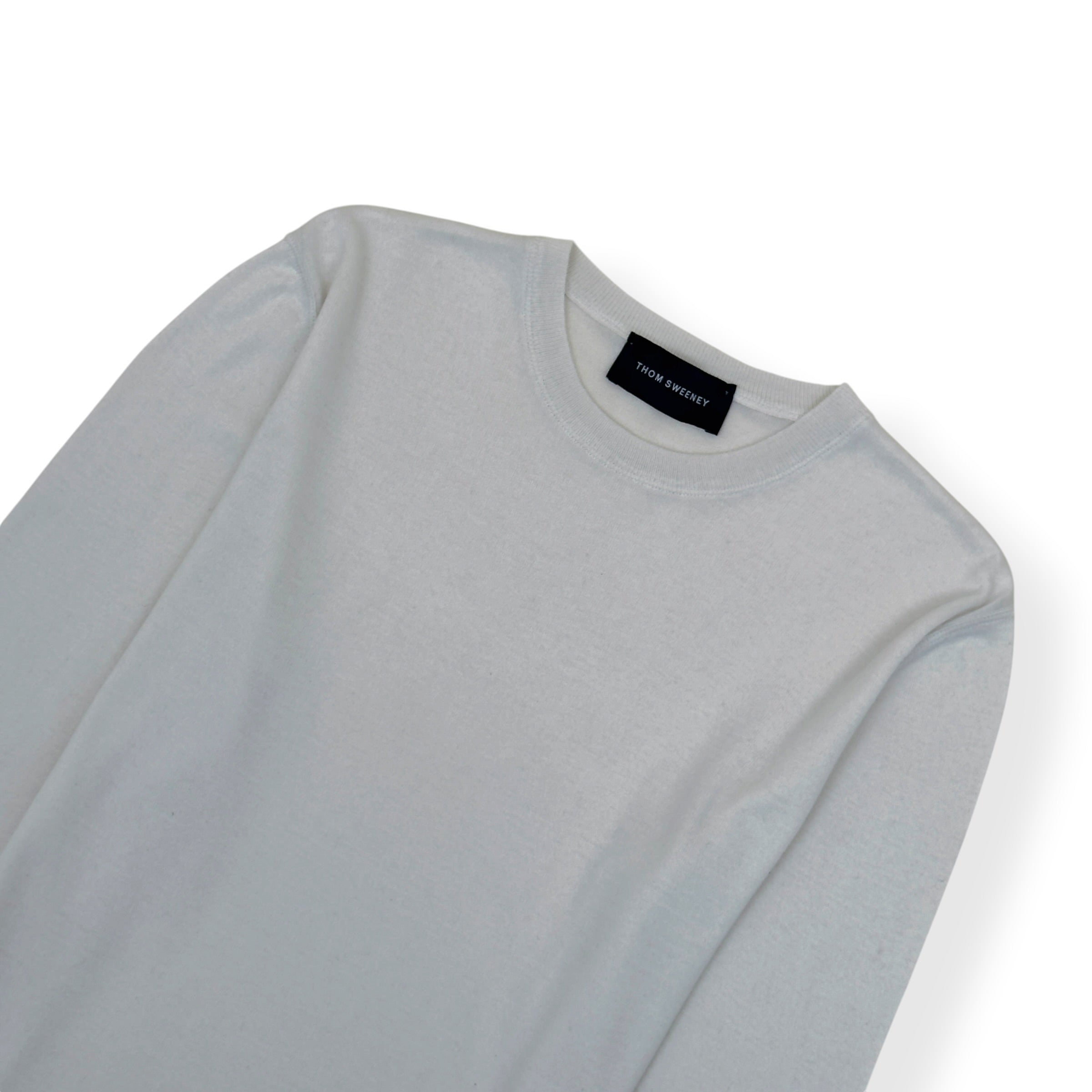 THOM SWEENEY COTTON / CASHMERE LONG SLEEVE T-SHIRT WHITE L