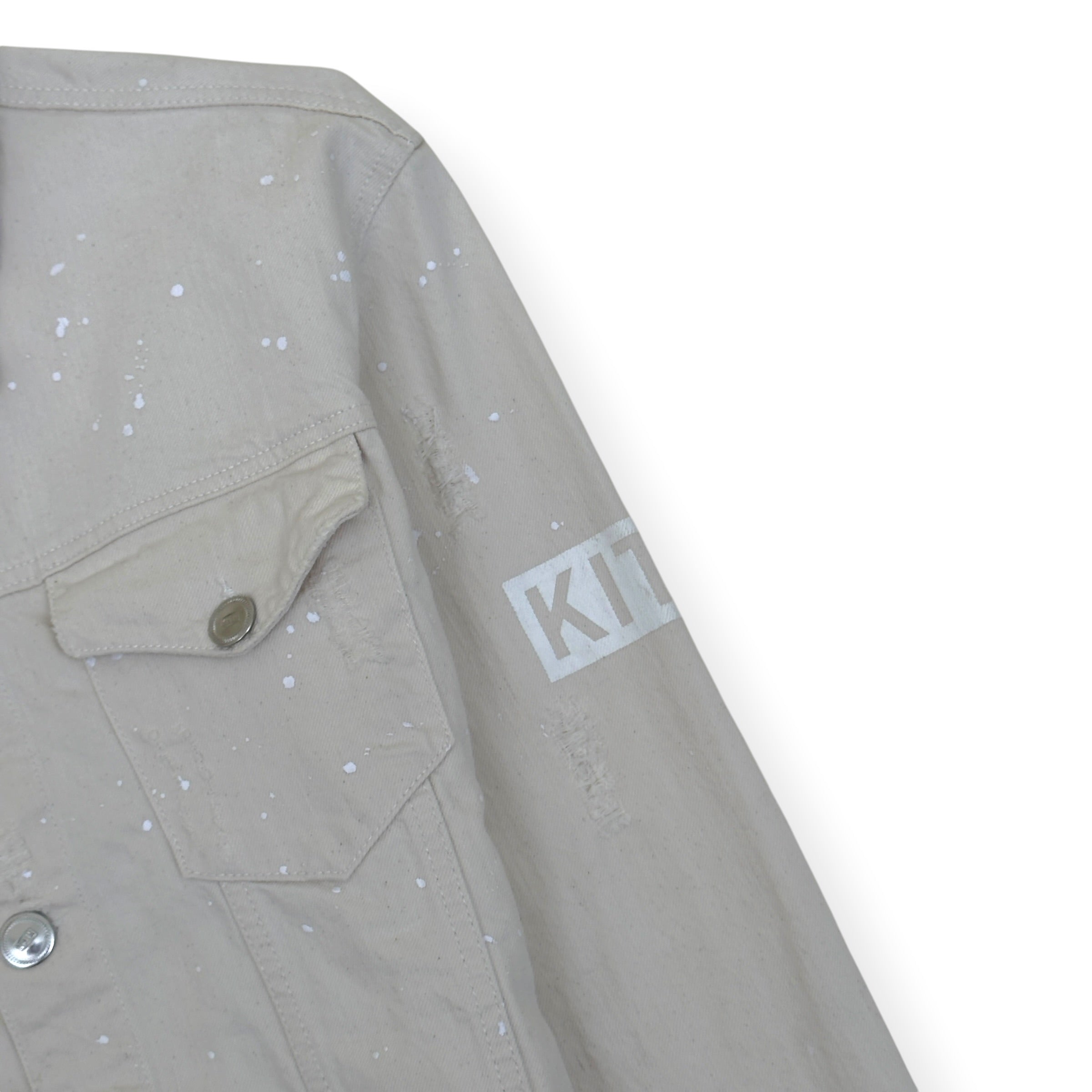 KITH DISTRESSED DENIM JACKET ECRU S