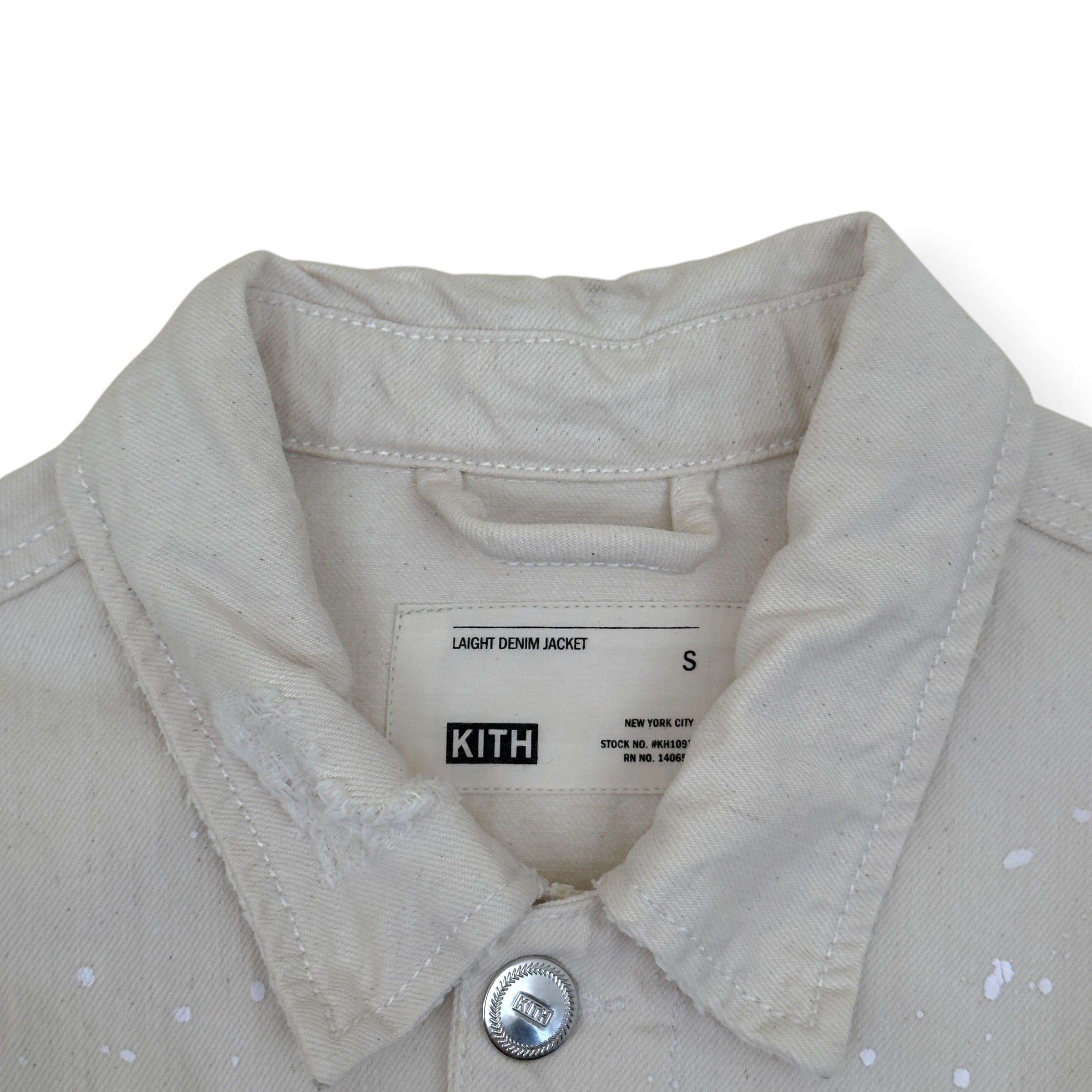 KITH DISTRESSED DENIM JACKET ECRU S