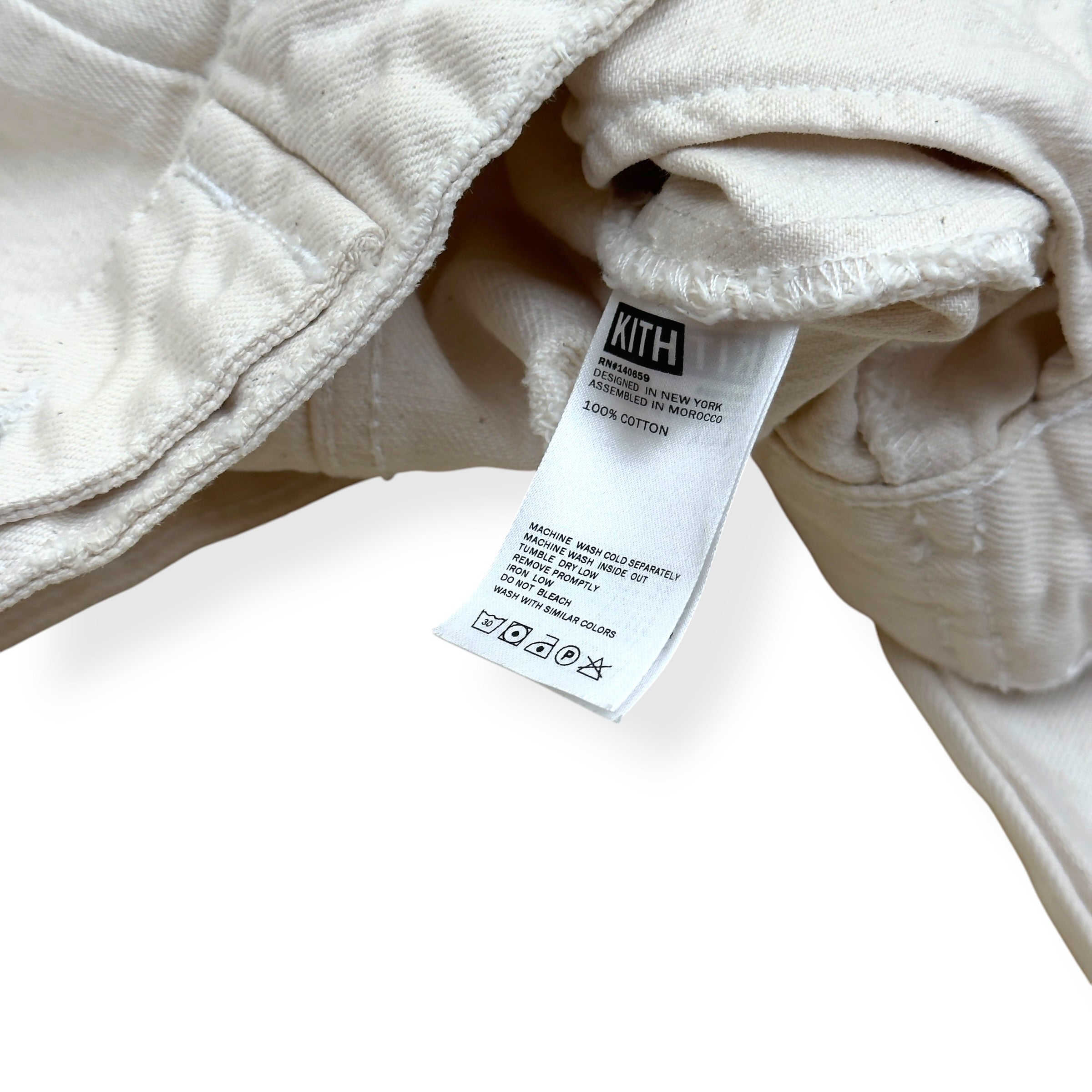 KITH DISTRESSED DENIM JACKET ECRU S
