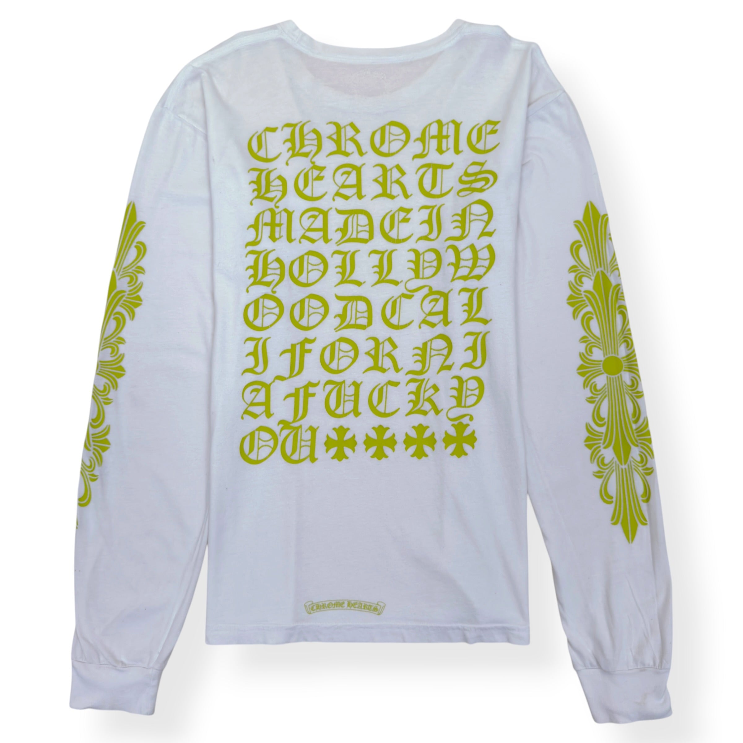 CHROME HEARTS MADE IN HOLLYWOOD VERTICAL LOGO T-SHIRT WHITE / YELLOW XL