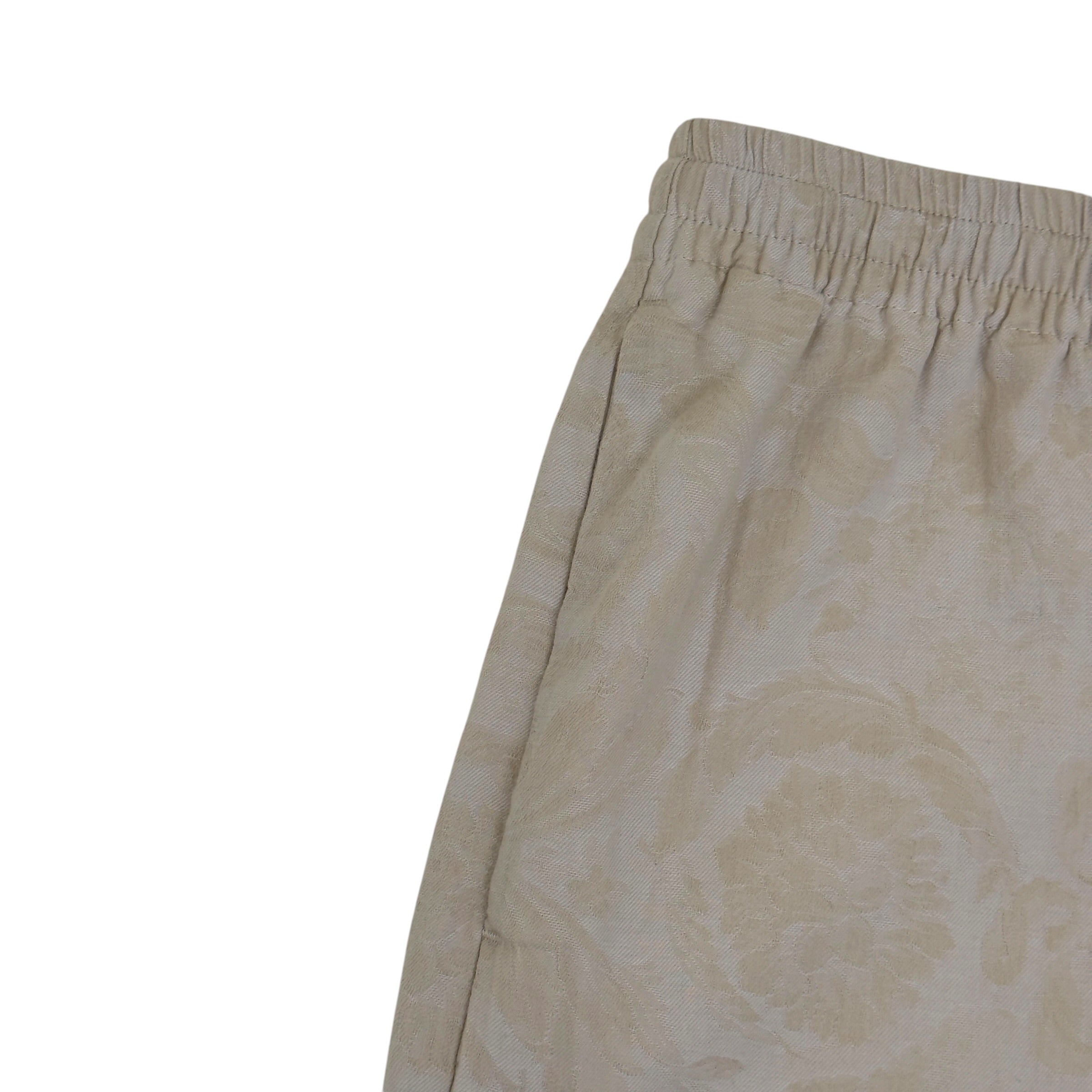 VERSACE BAROCCO CHAMBRAY JACQUARD DRAWSTRING TROUSERS BEIGE 54 / XL