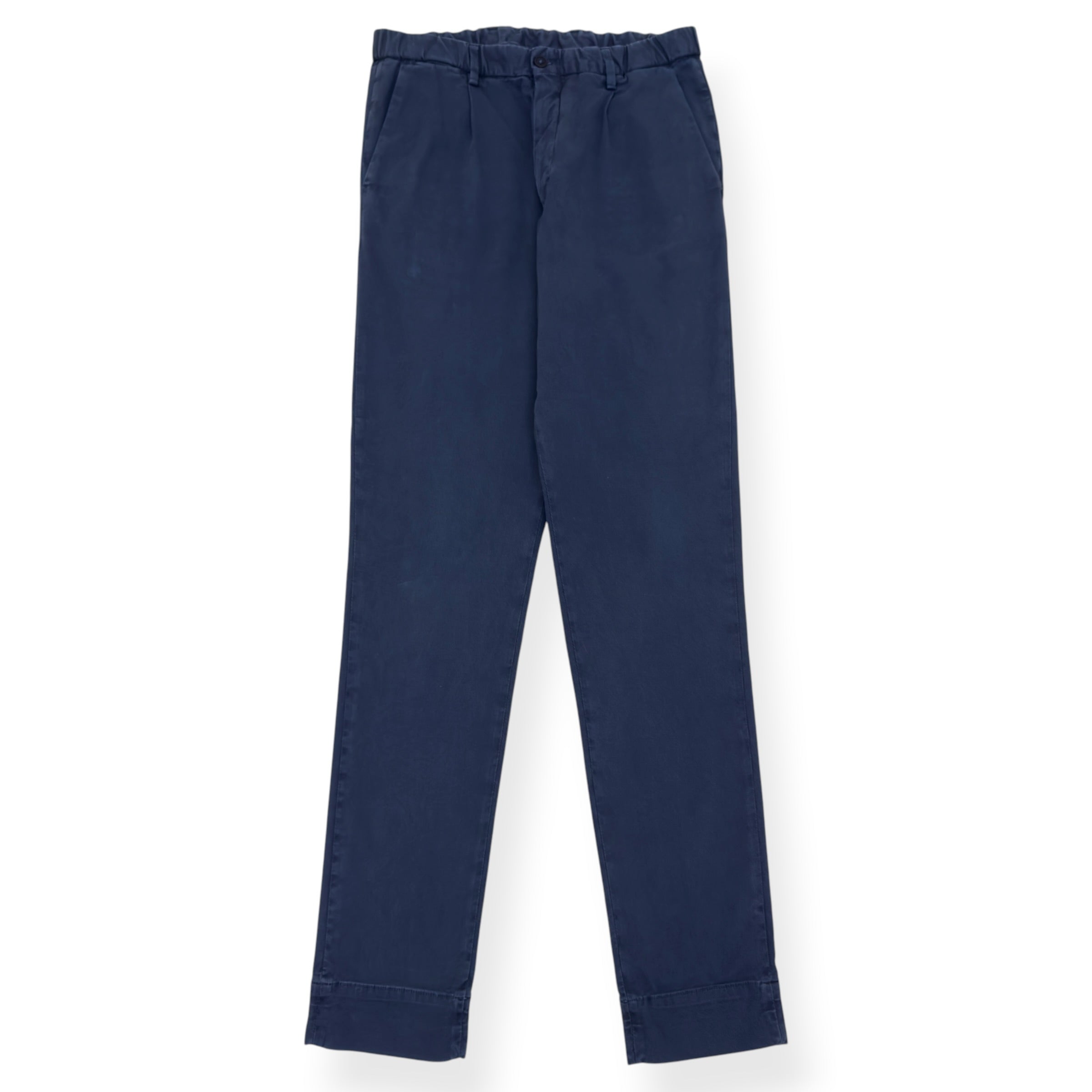 THOM SWEENEY COTTON DRAWSTRING CHINO TROUSERS NAVY 48 / S