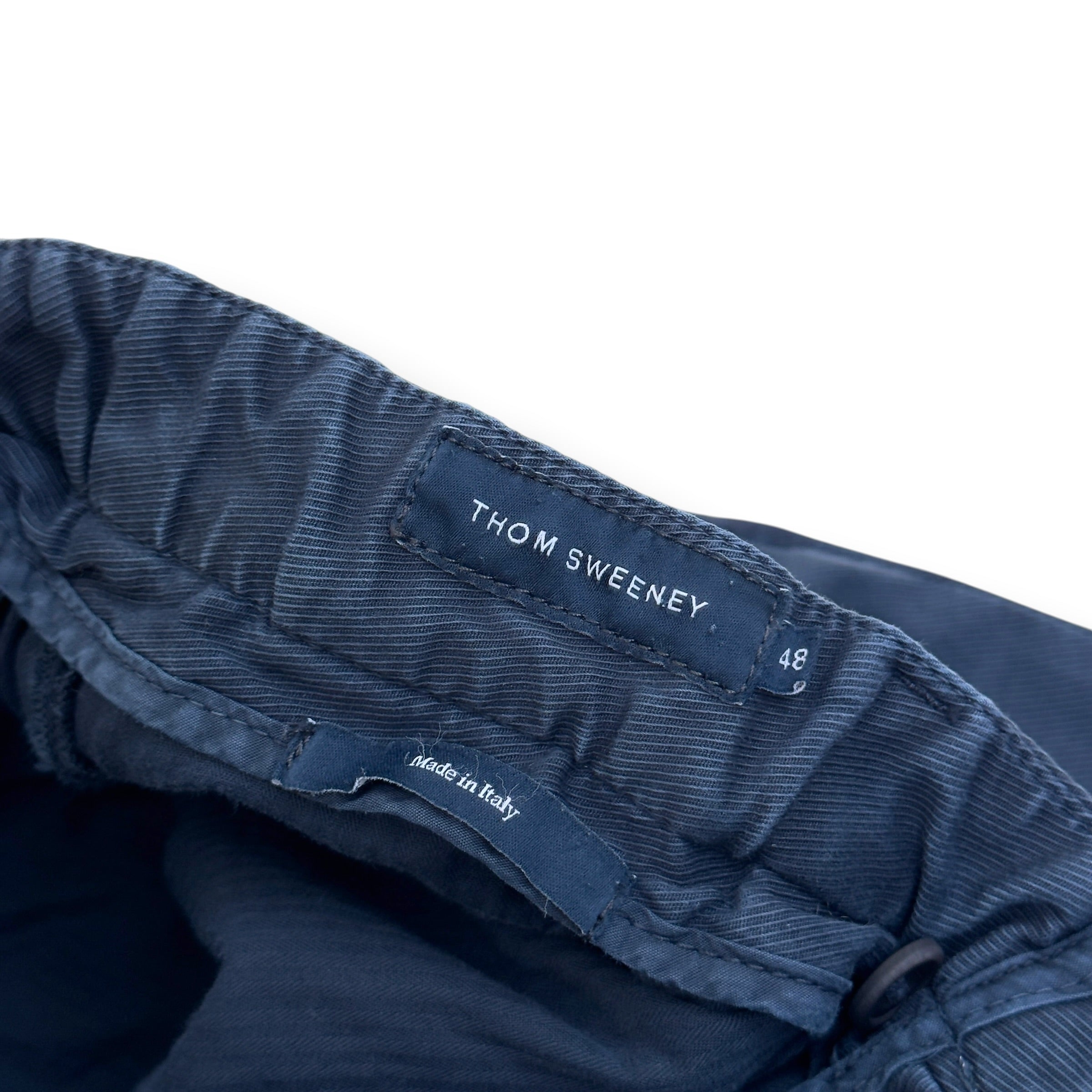 THOM SWEENEY COTTON DRAWSTRING CHINO TROUSERS NAVY 48 / S