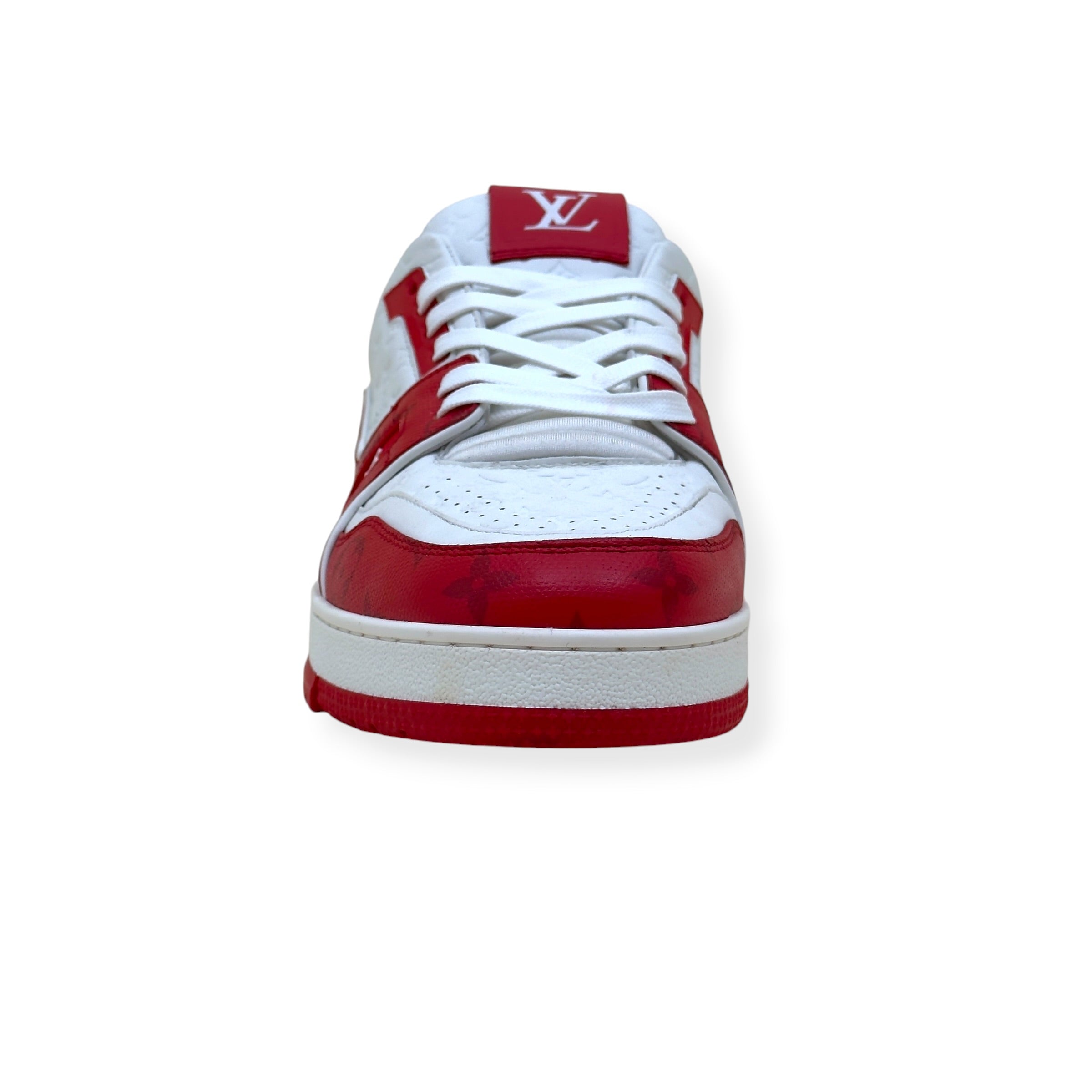 LOUIS VUITTON LV TRAINER SNEAKER RED WHITE MONOGRAM UK10
