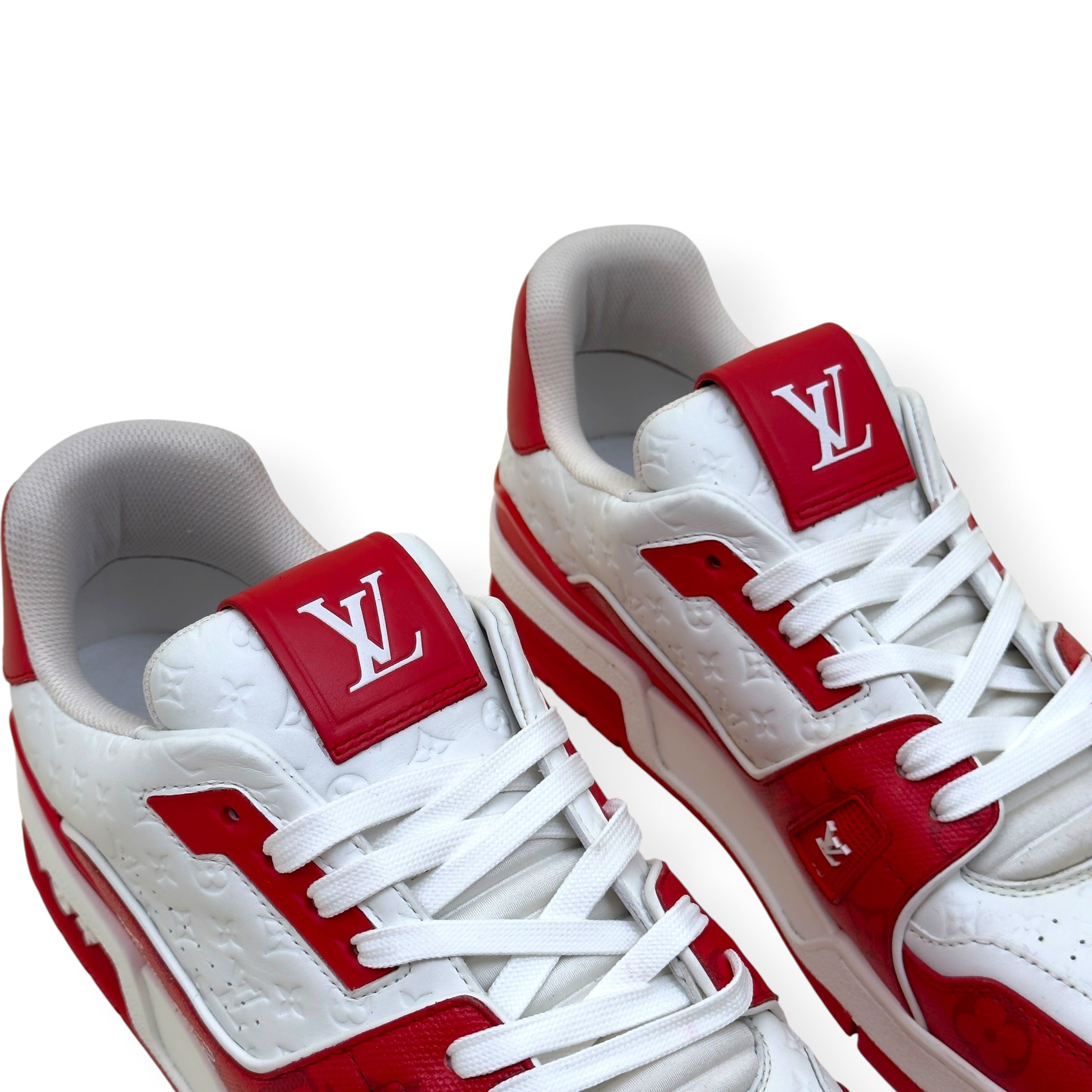 LOUIS VUITTON LV TRAINER SNEAKER RED WHITE MONOGRAM UK10