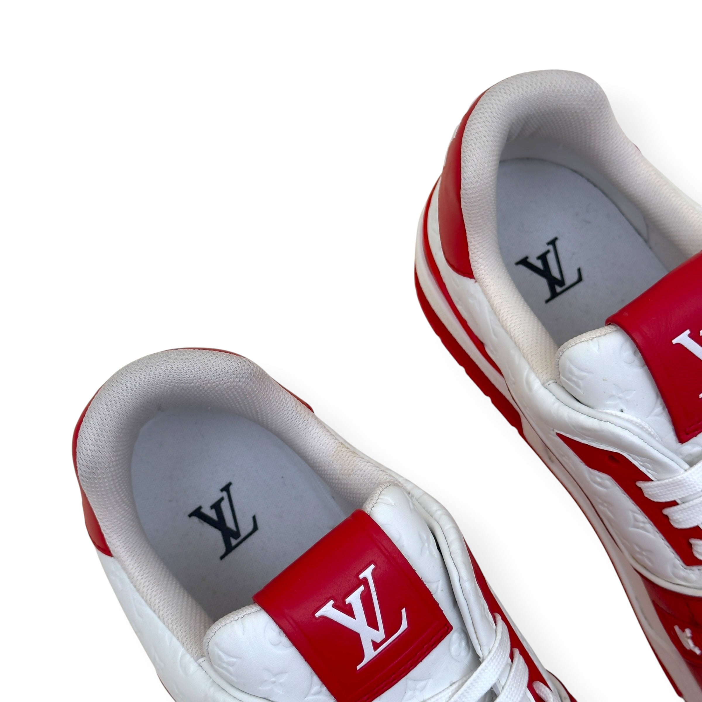 LOUIS VUITTON LV TRAINER SNEAKER RED WHITE MONOGRAM UK10