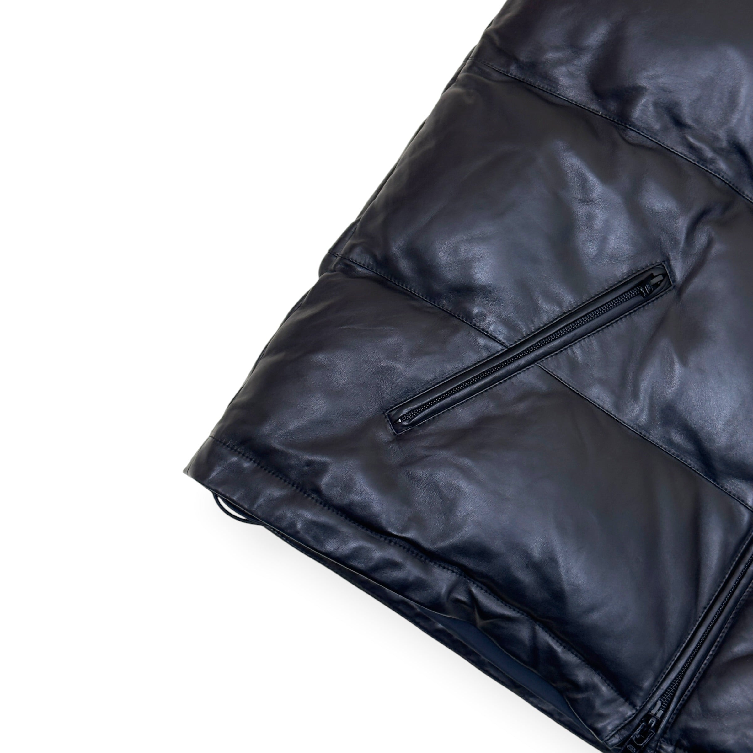BALENCIAGA OVERSIZED SPORTY B SOFT LEATHER PUFFER VEST BLACK S