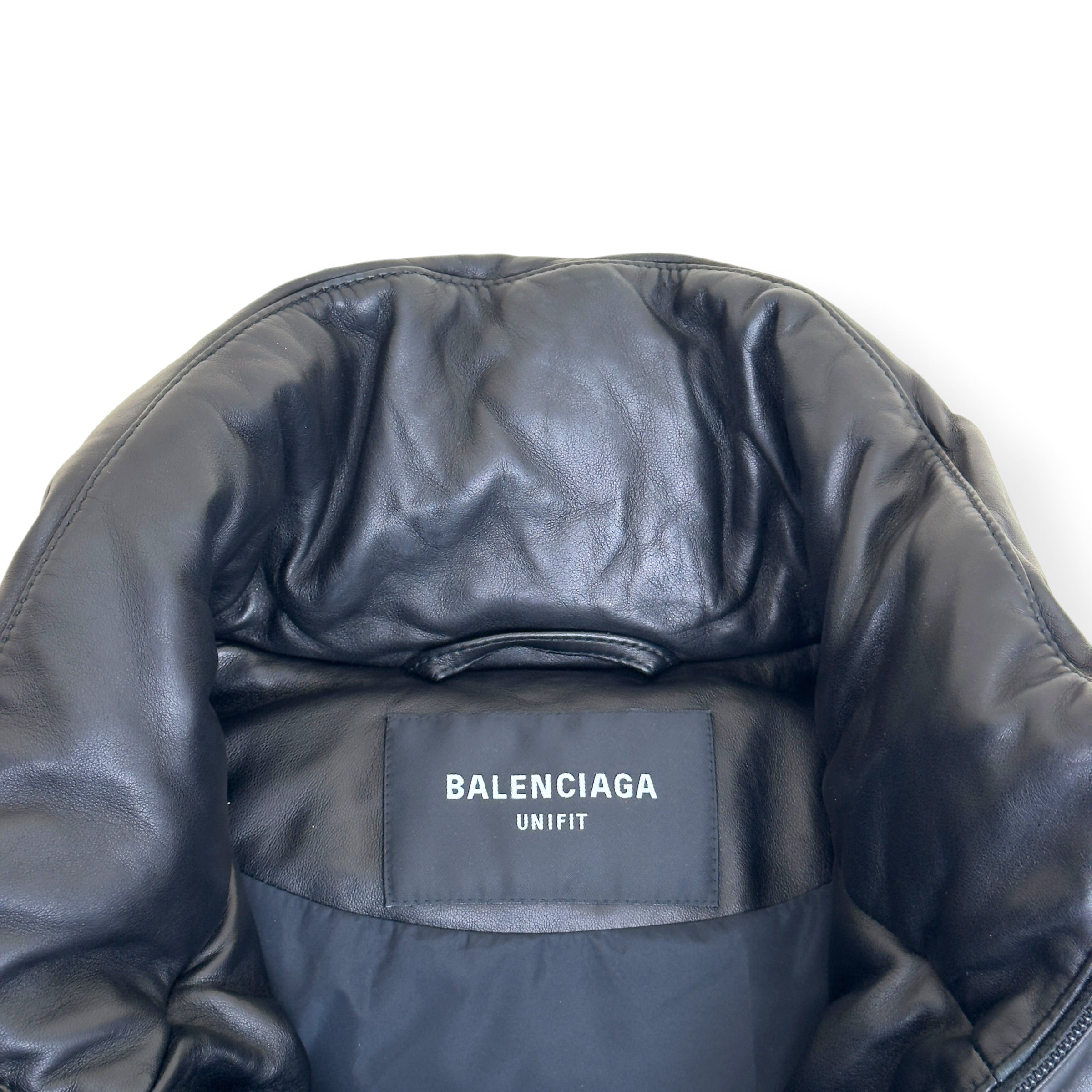 BALENCIAGA OVERSIZED SPORTY B SOFT LEATHER PUFFER VEST BLACK S