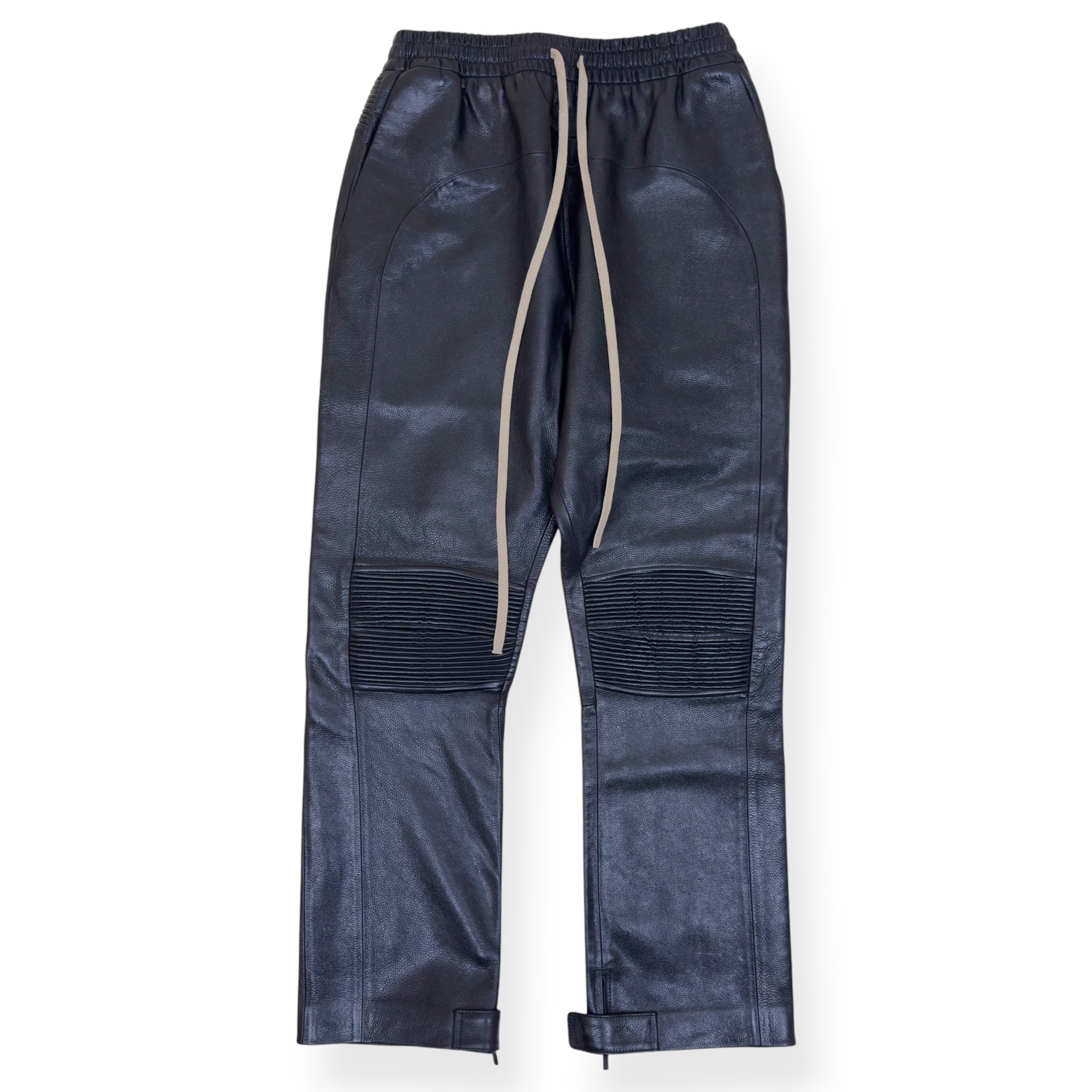 FEAR OF GOD STRAIGHT-LEG FULL-GRAIN LEATHER TROUSERS BLACK L