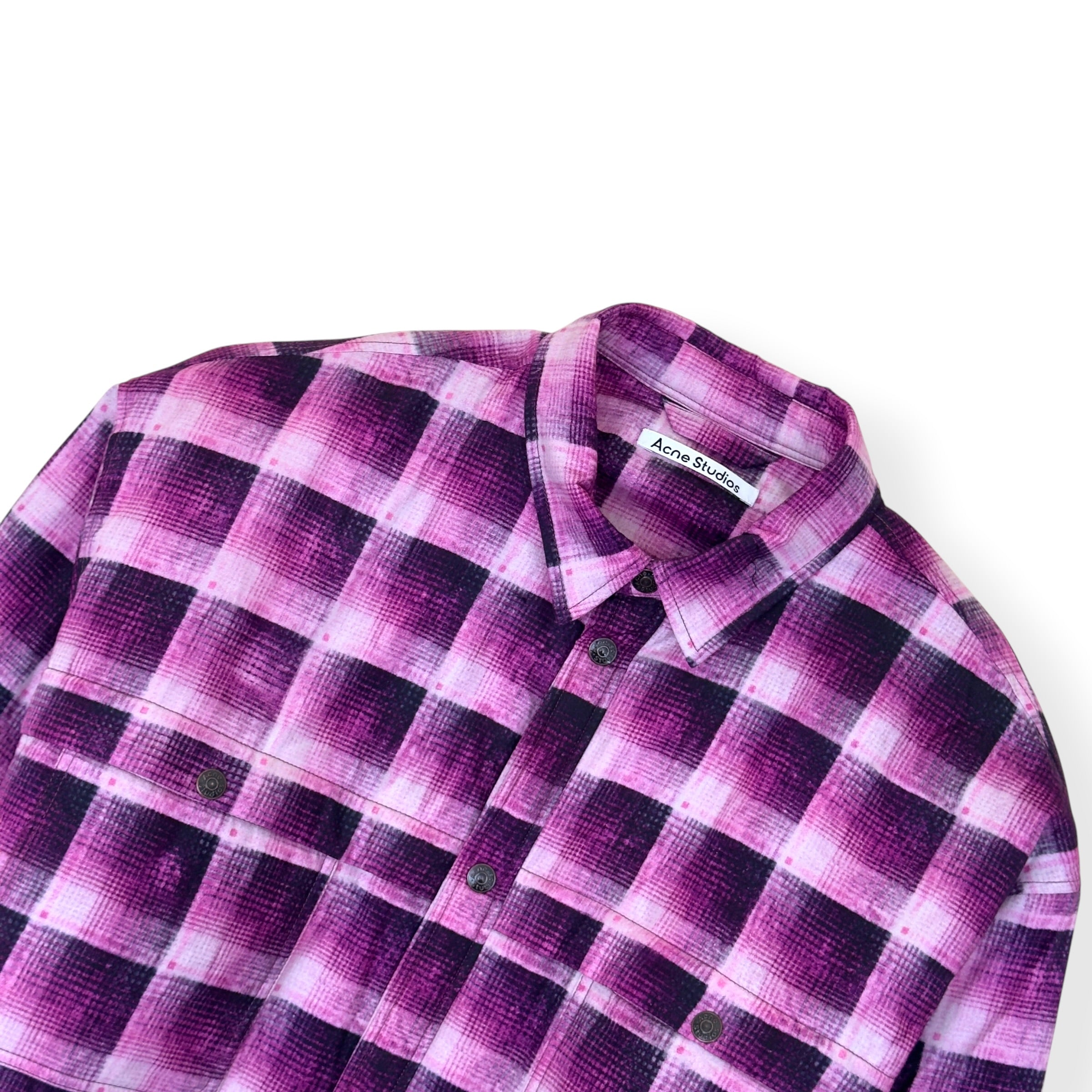 ACNE STUDIOS CHECK BUTTON UP JACKET PINK 52 / L