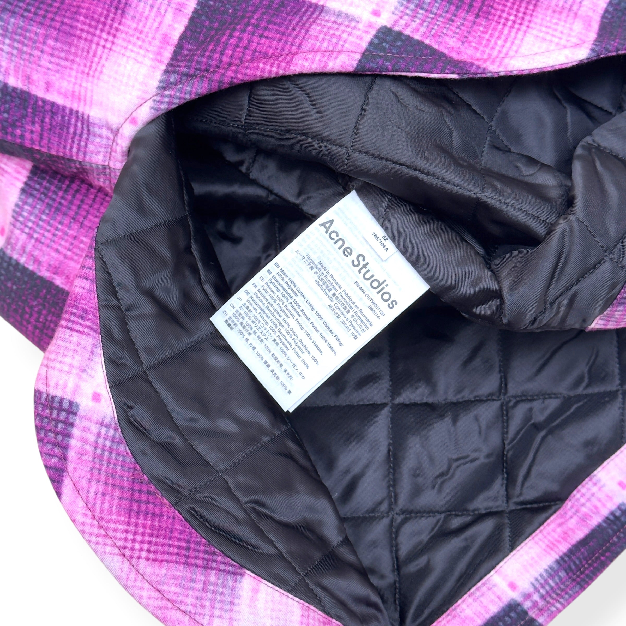 ACNE STUDIOS CHECK BUTTON UP JACKET PINK 52 / L