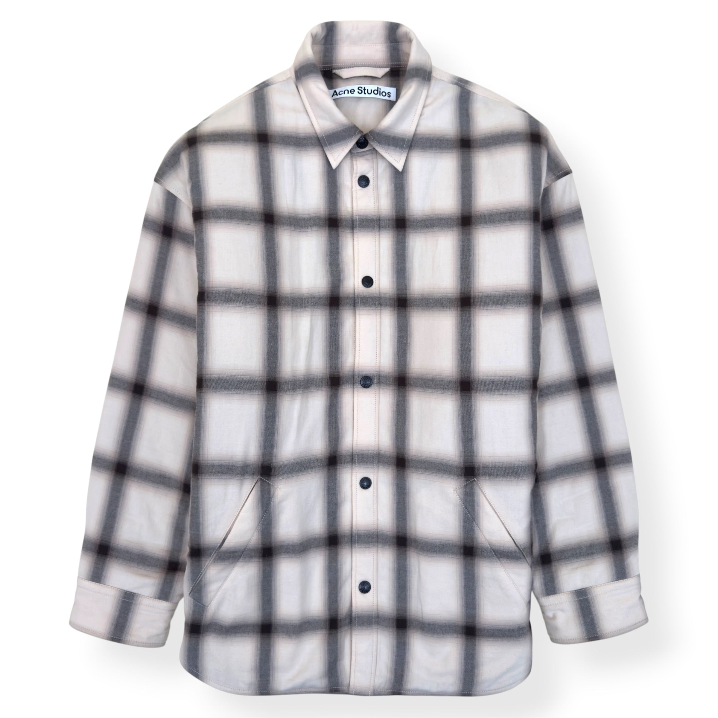 ACNE STUDIOS CHECK BUTTON UP JACKET CREAM 52 / L