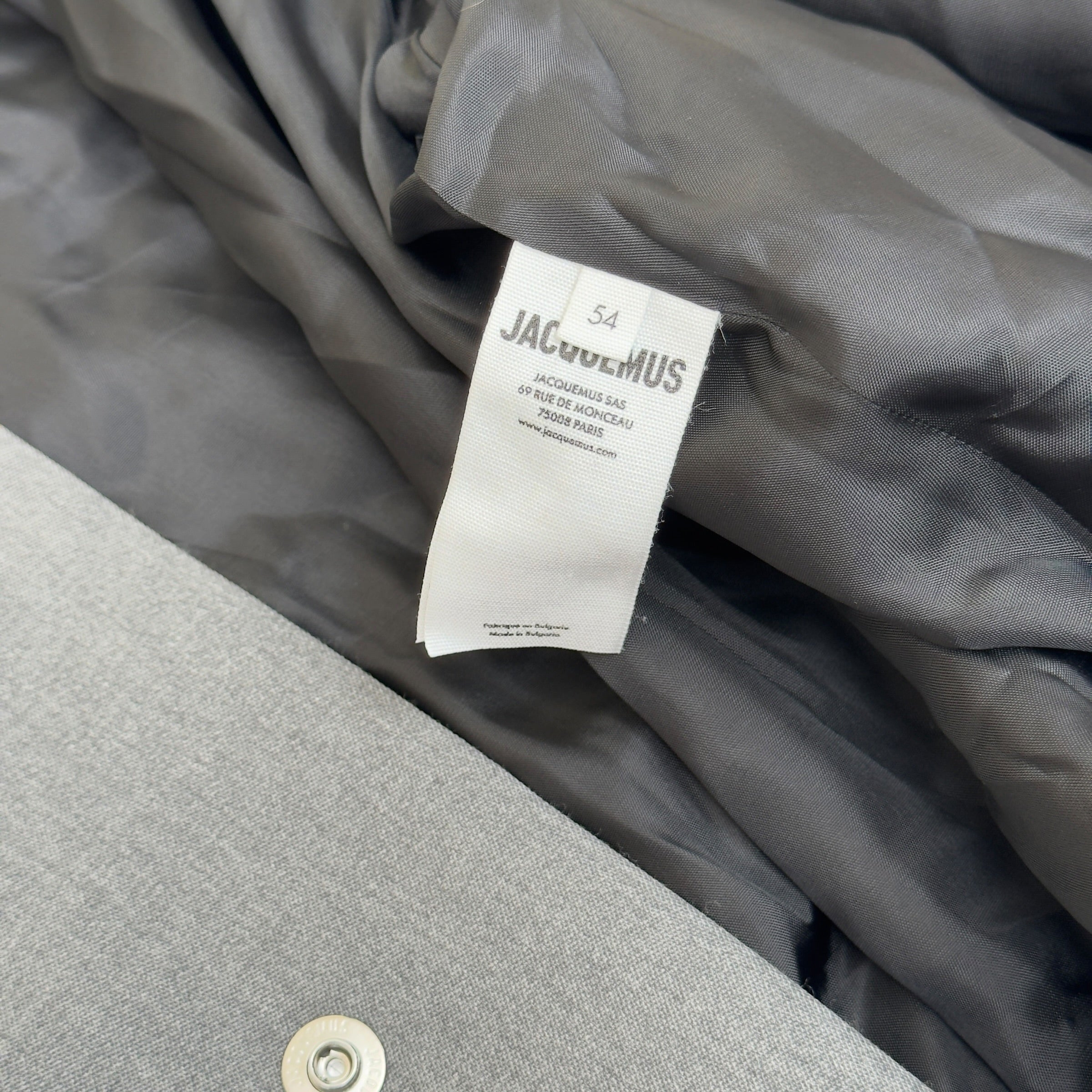 JACQUEMUS LES SCULPTURES CROPPED JACKET GREY 54 / XXL