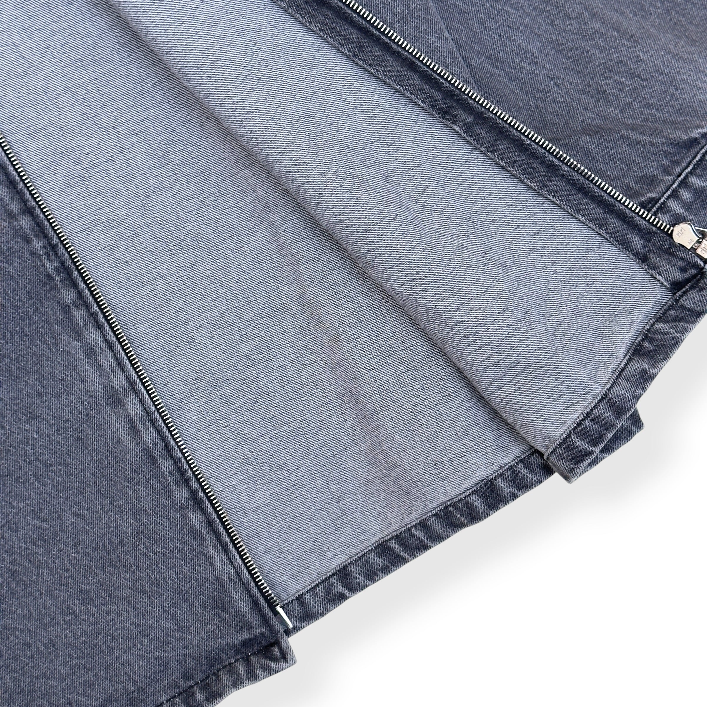 PRADA TRIANGLE LOGO DENIM ZIP OVERSHIRT GREY XXL