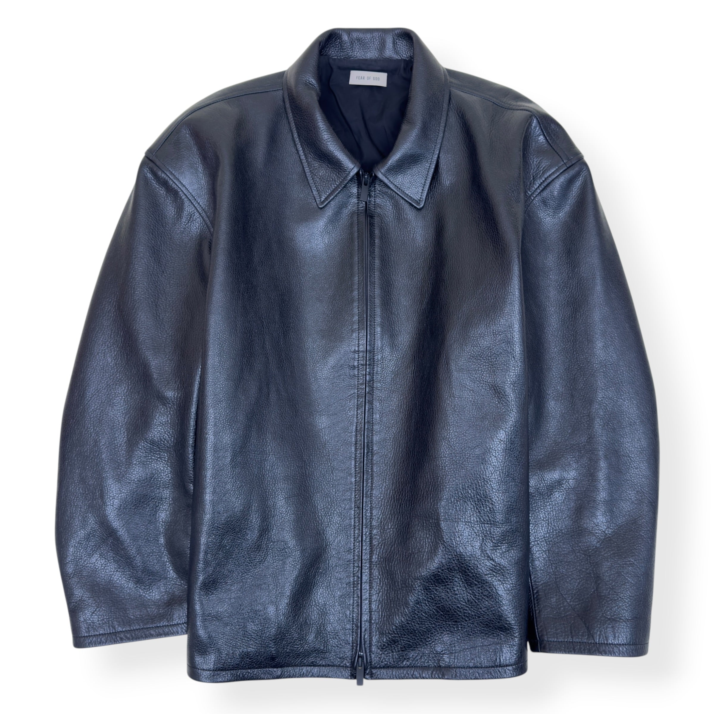 FEAR OF GOD ETERNAL LEATHER ZIP JACKET NAVY XL