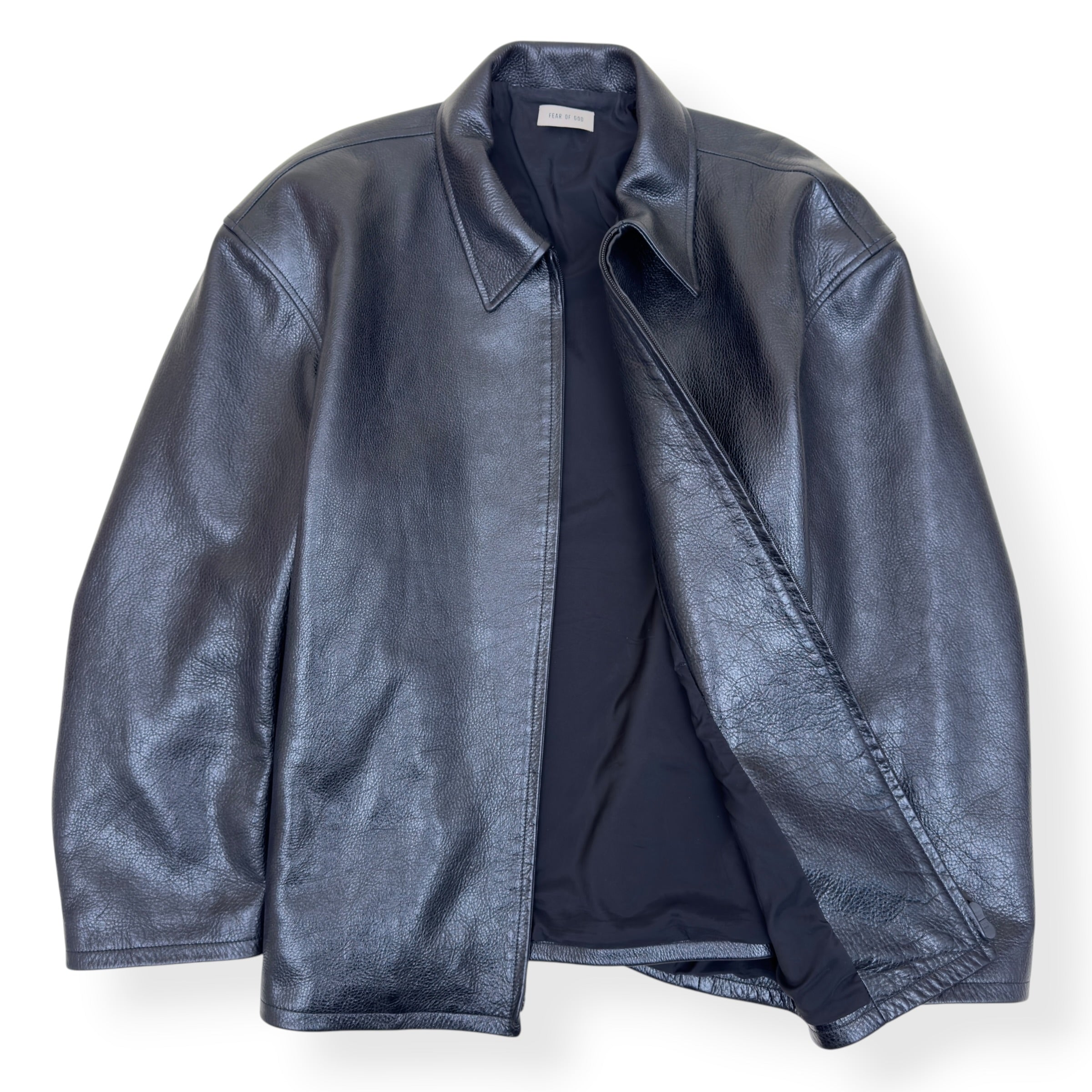 FEAR OF GOD ETERNAL LEATHER ZIP JACKET NAVY XL