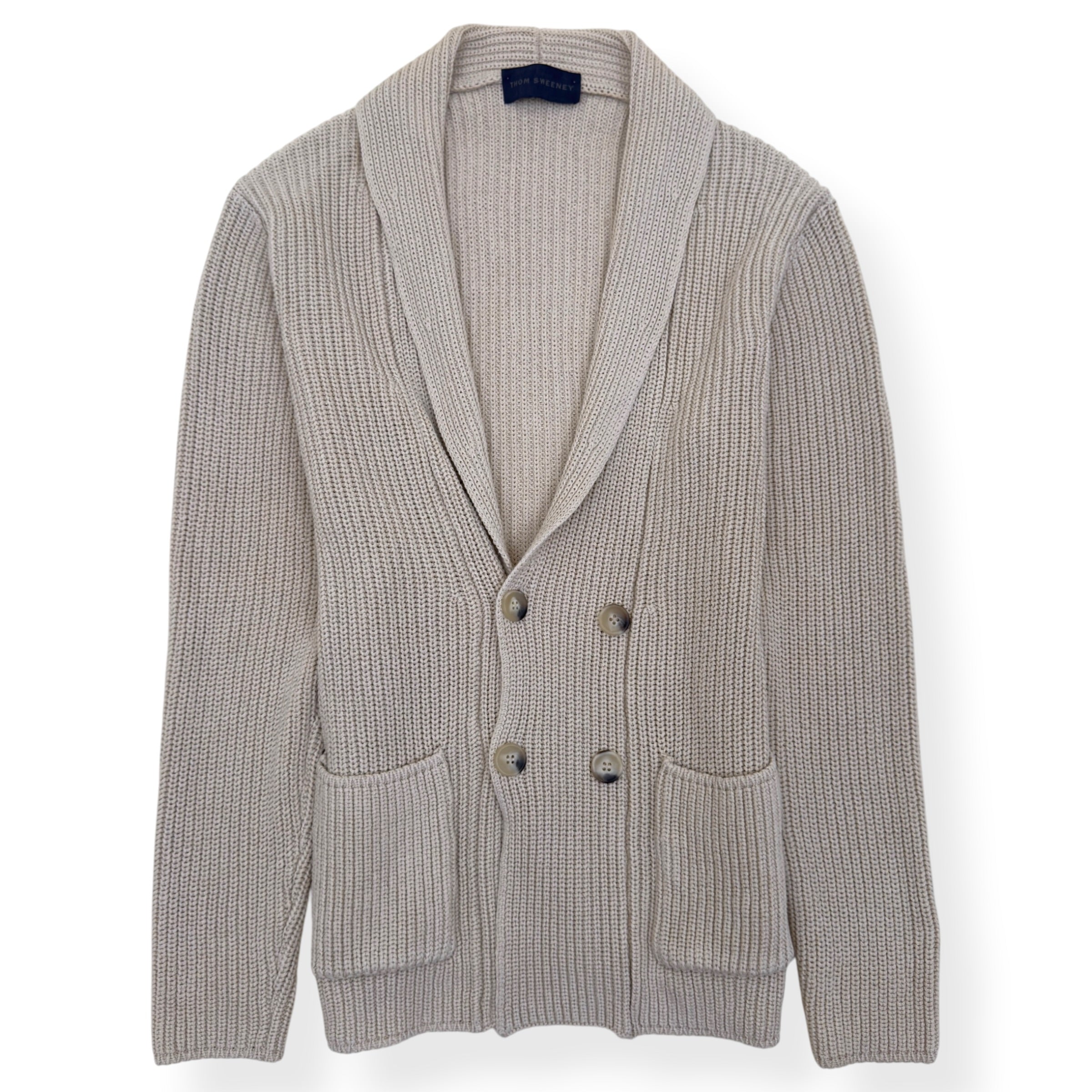 THOM SWEENEY COTTON SHAWL COLLAR CARDIGAN ECRU 50 / M