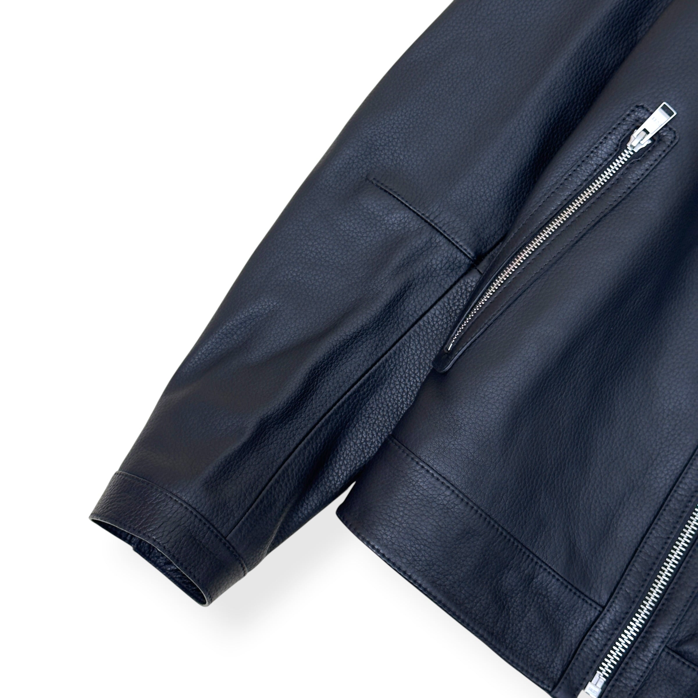 BOSS LEATHER ZIP JACKET NAVY 52 / XL