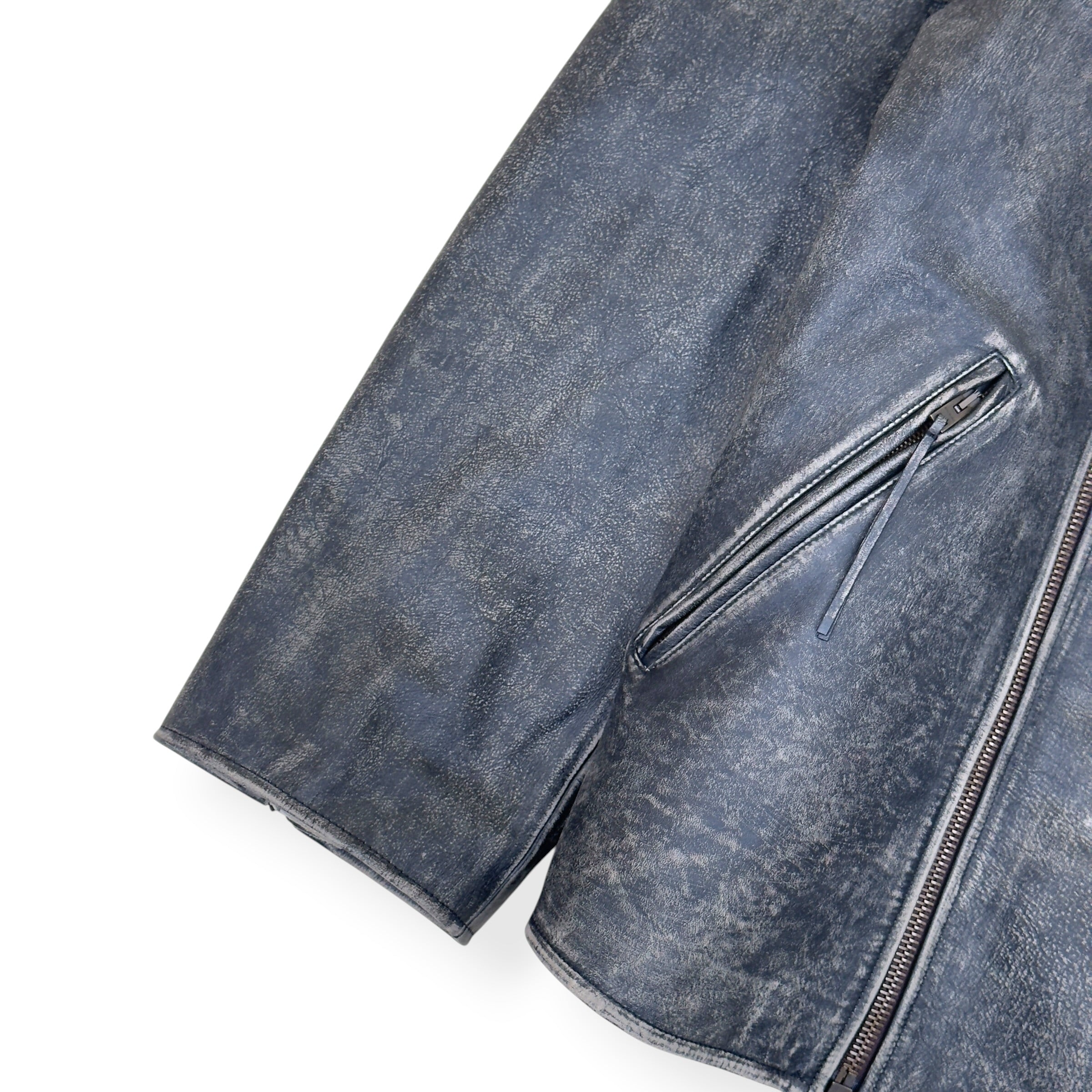 ACNE STUDIOS DISTRESSED LEATHER BIKER JACKET GREY 50 / L