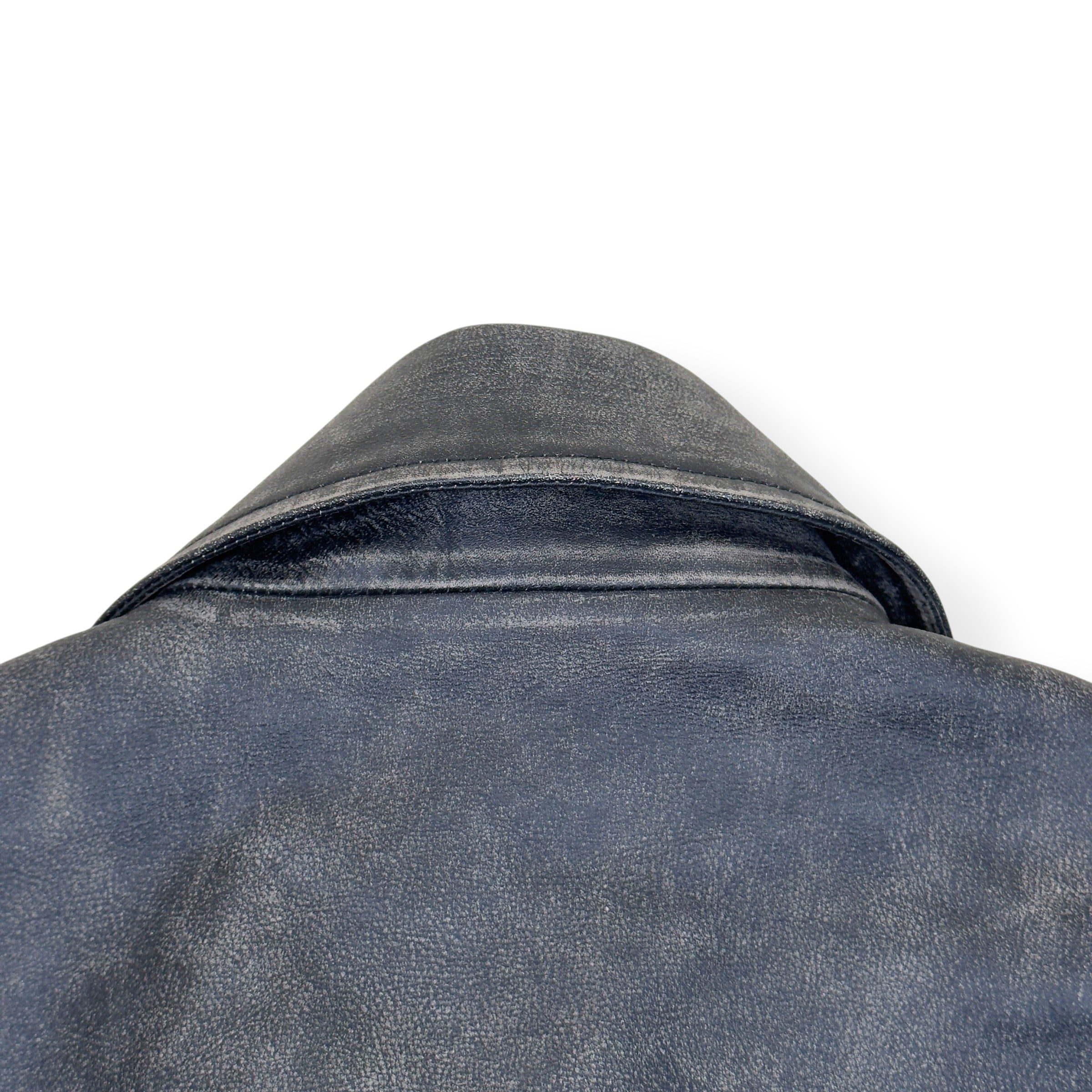 ACNE STUDIOS DISTRESSED LEATHER BIKER JACKET GREY 50 / L