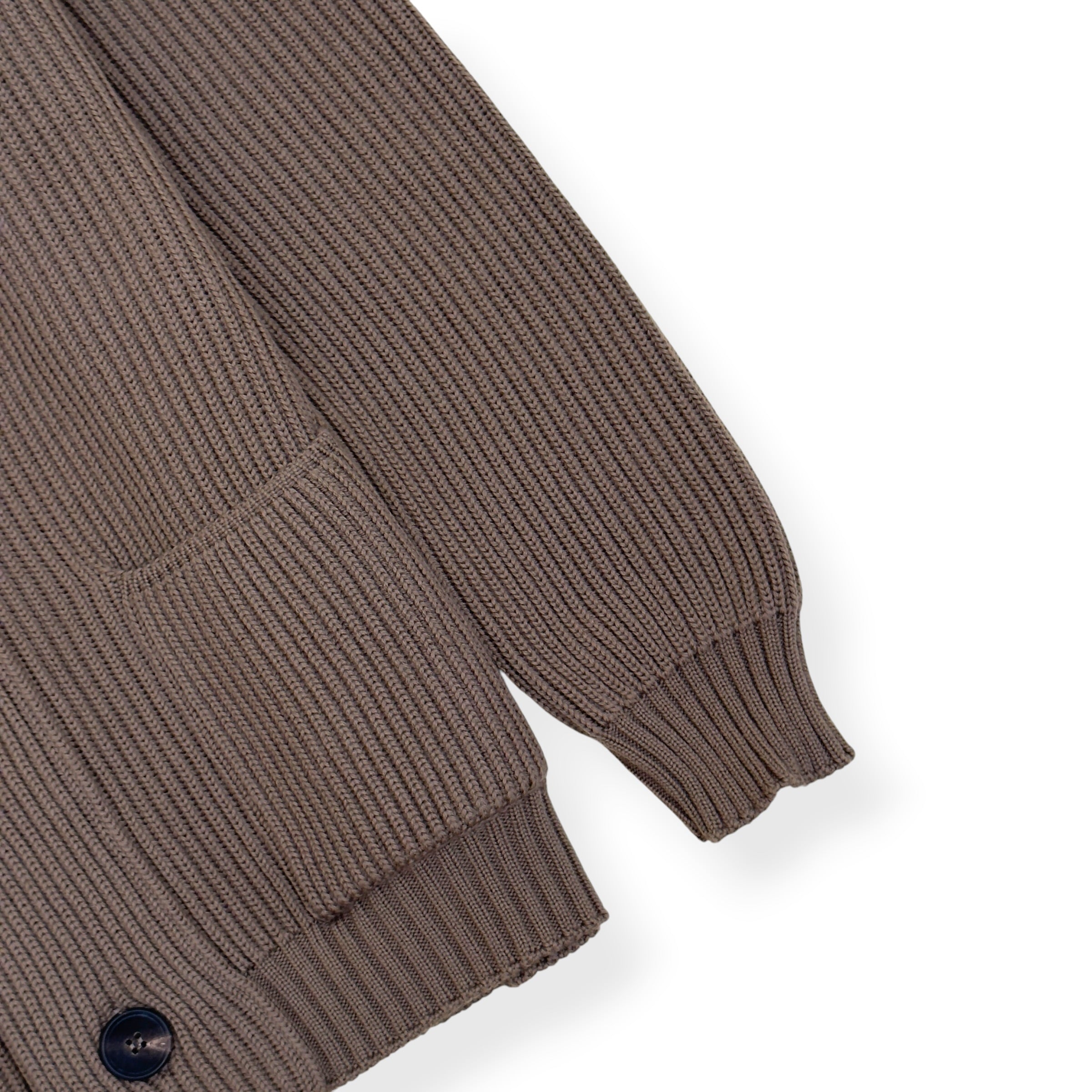 THOM SWEENEY EXTRAFINE MERINO WOOL SHAWL COLLAR CARDIGAN TAUPE L