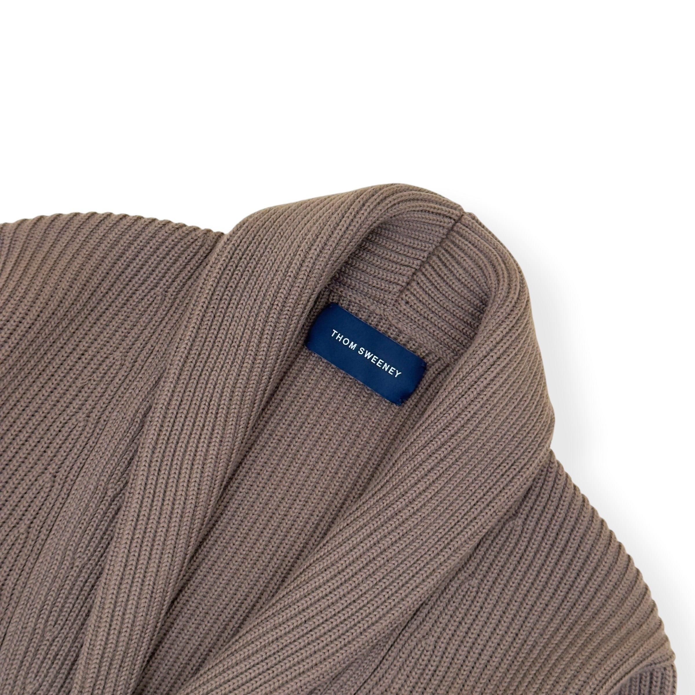 THOM SWEENEY EXTRAFINE MERINO WOOL SHAWL COLLAR CARDIGAN TAUPE L