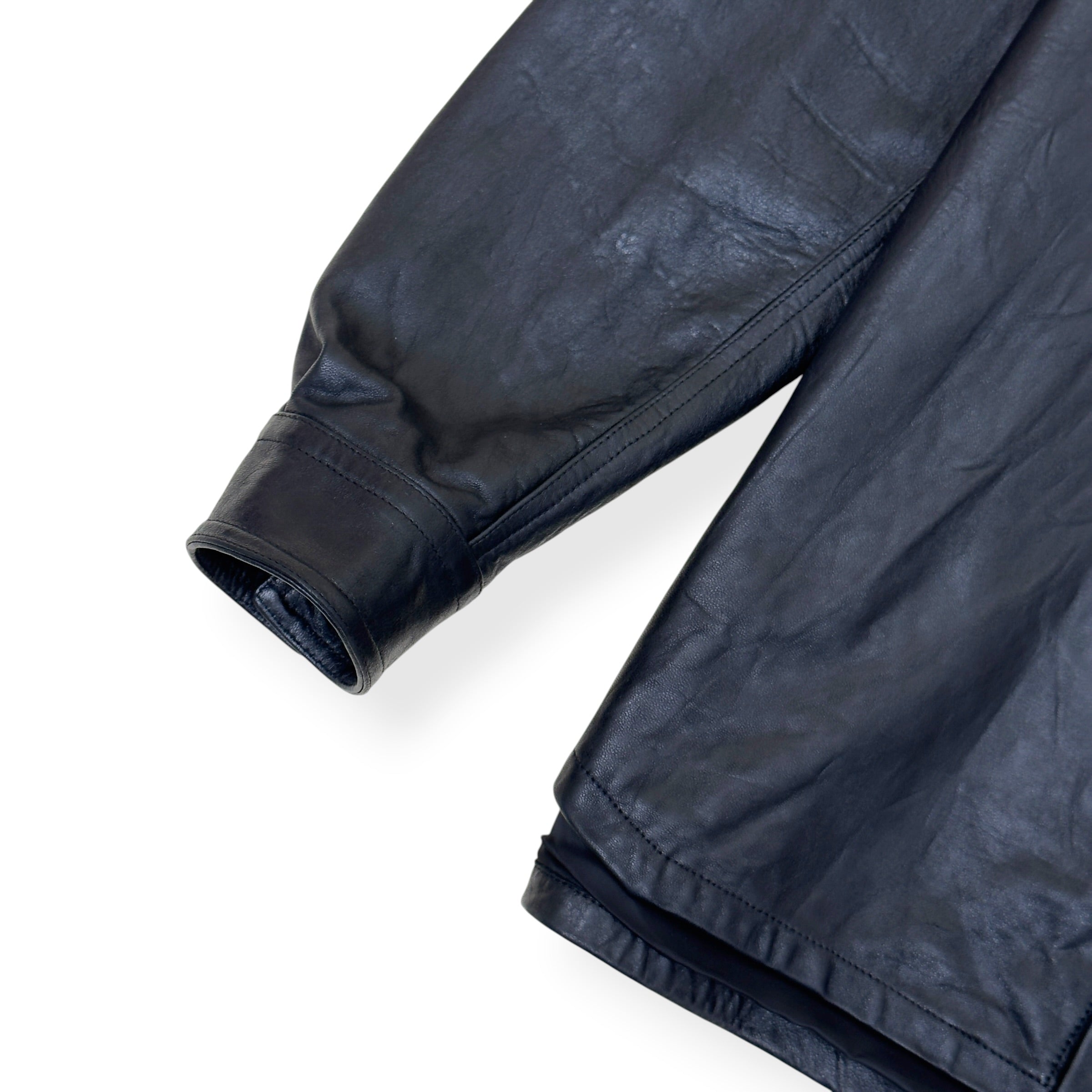 RICK OWENS PORTERVILLE OVERSIZED LEATHER SHIRT BLACK 52 / XL