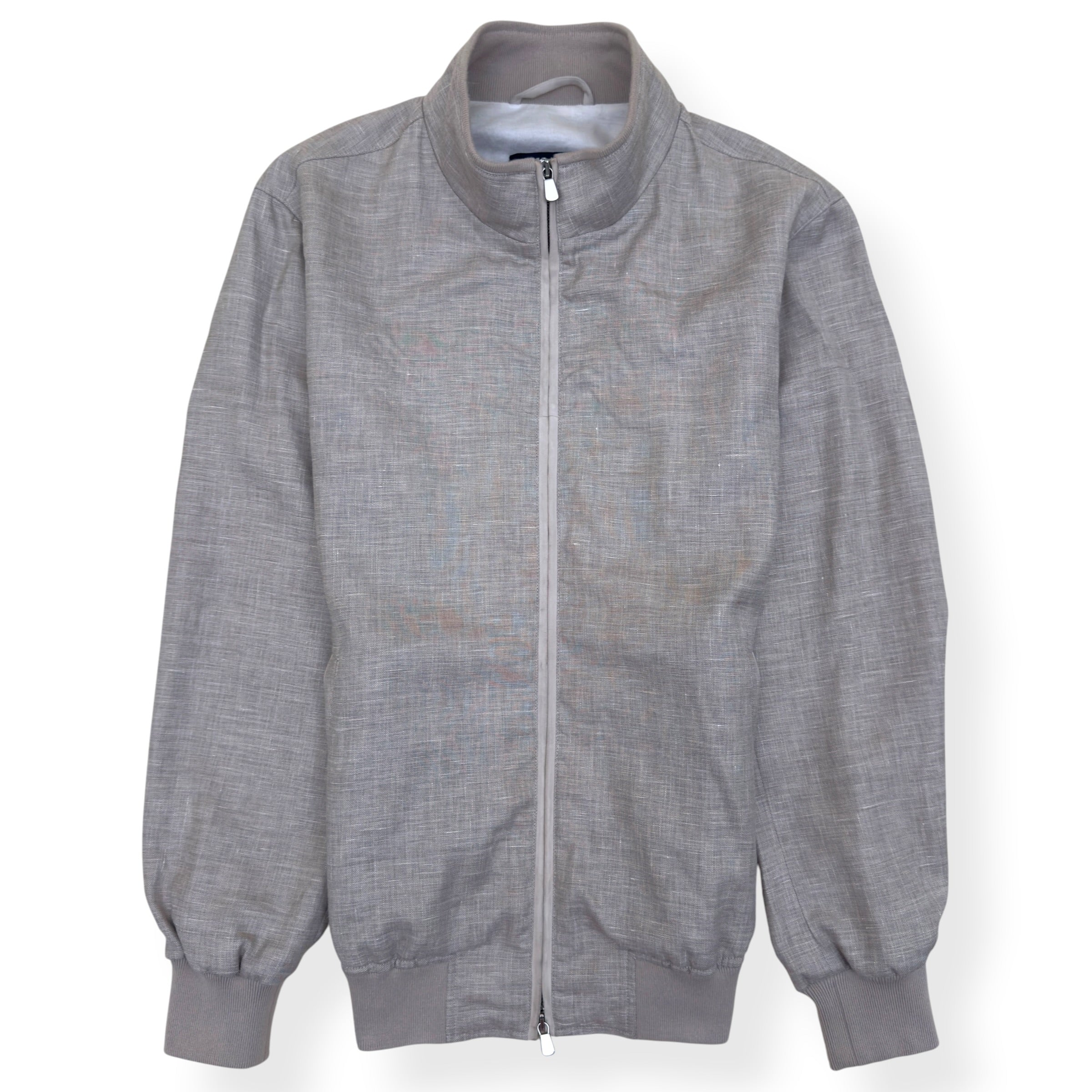 THOM SWEENEY WOOL / LINEN SILK ZIP-UP JACKET GREY 52 / L
