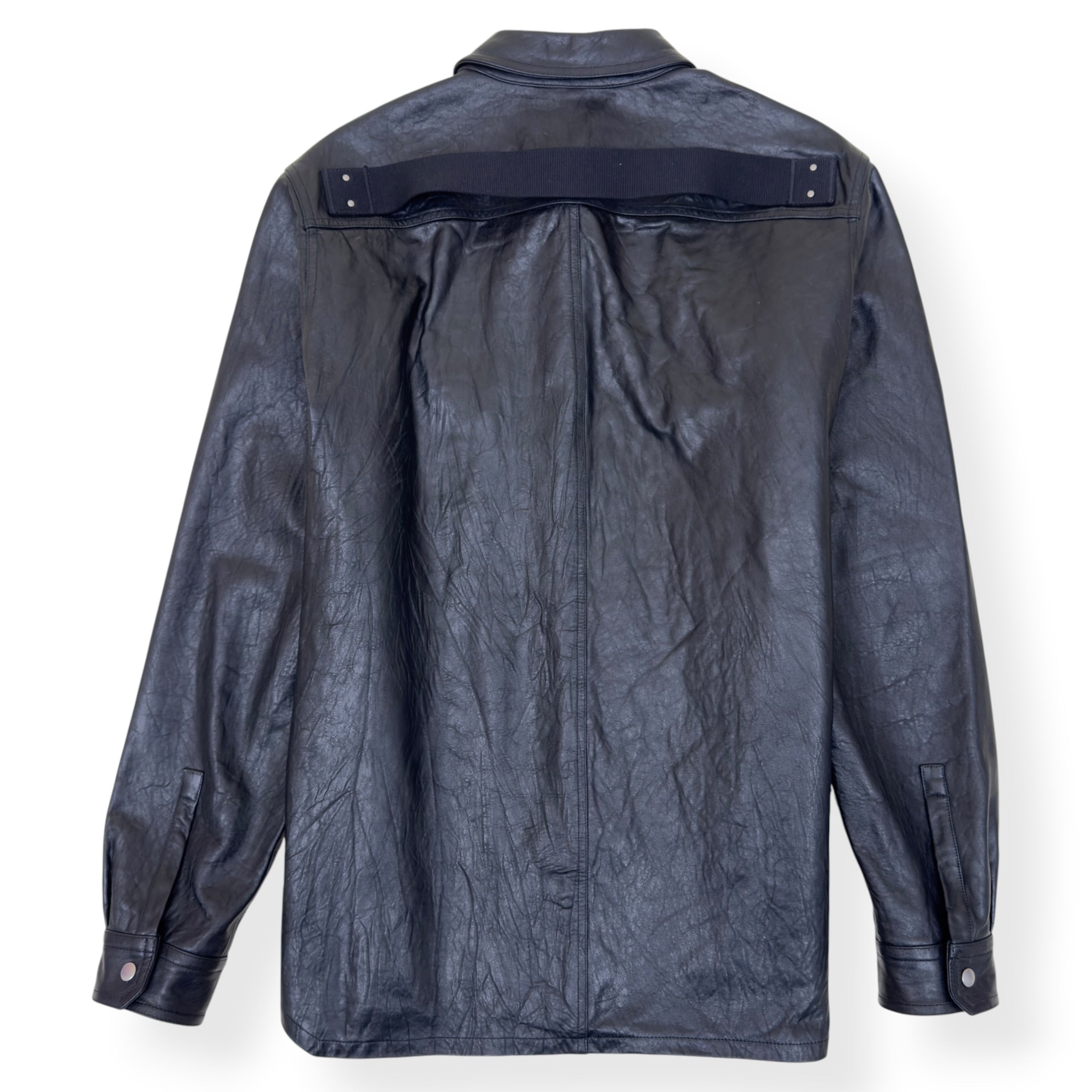 RICK OWENS PORTERVILLE OVERSIZED LEATHER SHIRT BLACK 52 / XL