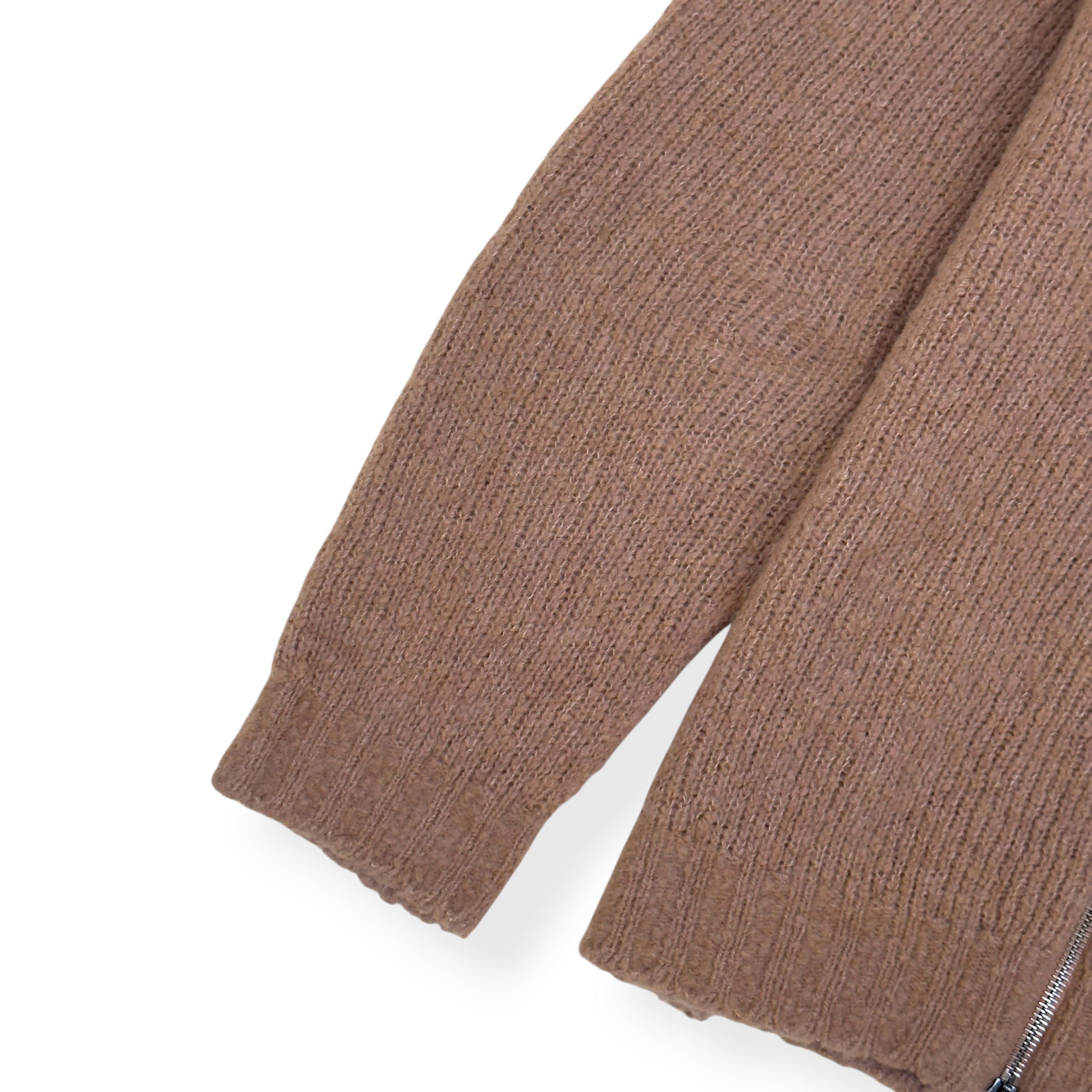 THOM SWEENEY MERINO / CASHMERE RIBBED ZIP-UP CARDIGAN CAMEL M