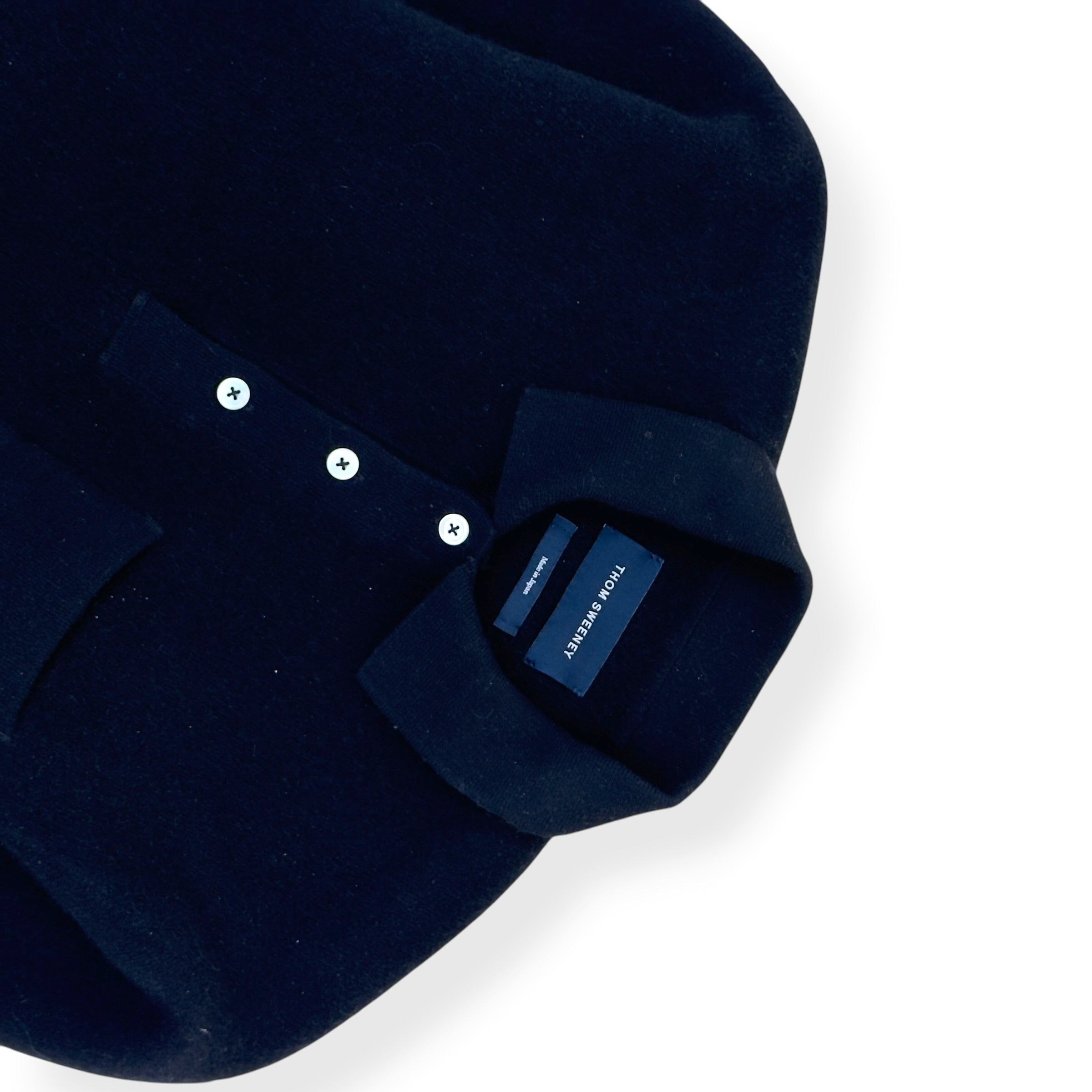 THOM SWEENEY WOOL LONG SLEEVE POLO SHIRT BLACK L