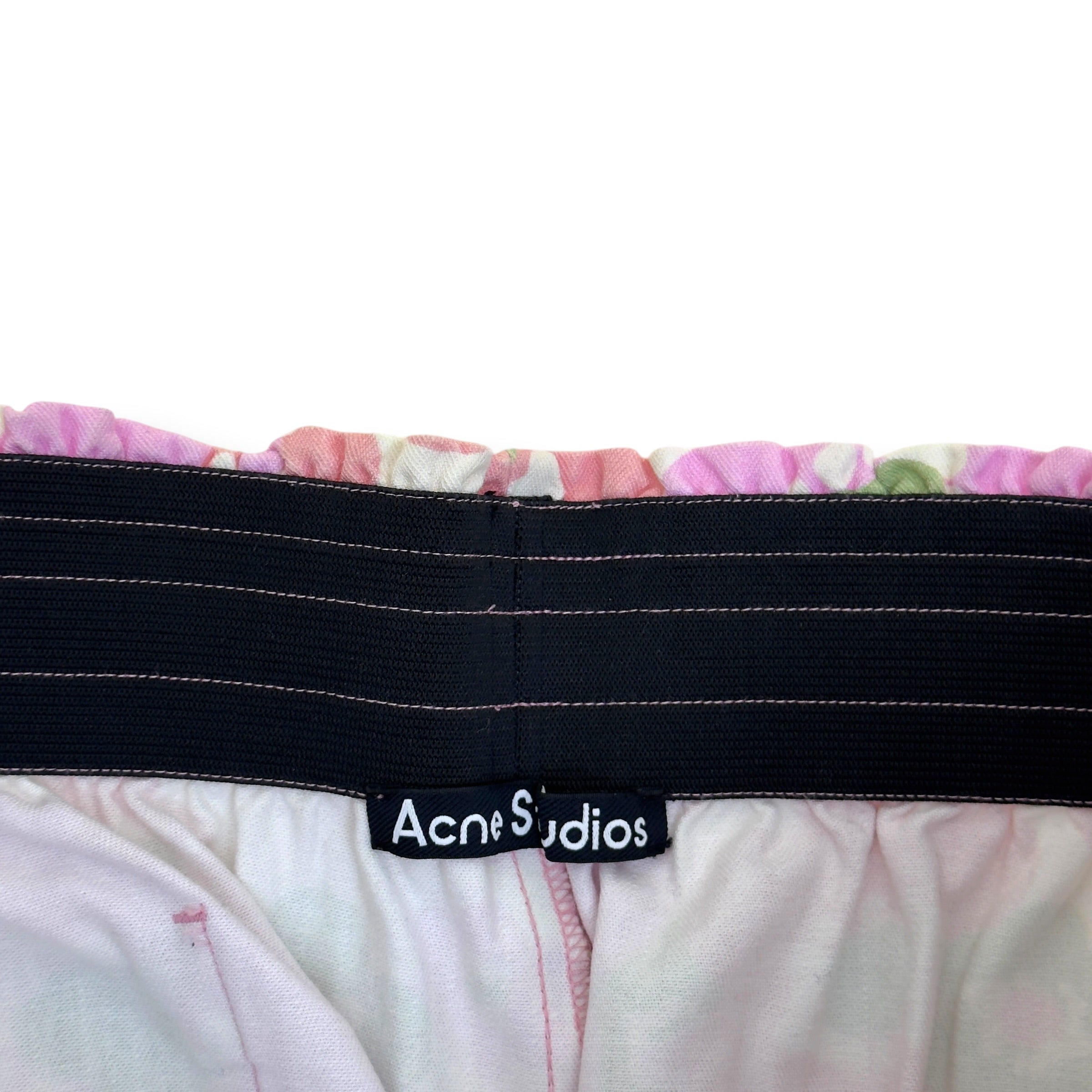 ACNE STUDIOS FLORAL PRINT WIDE LEG TROUSERS PINK M