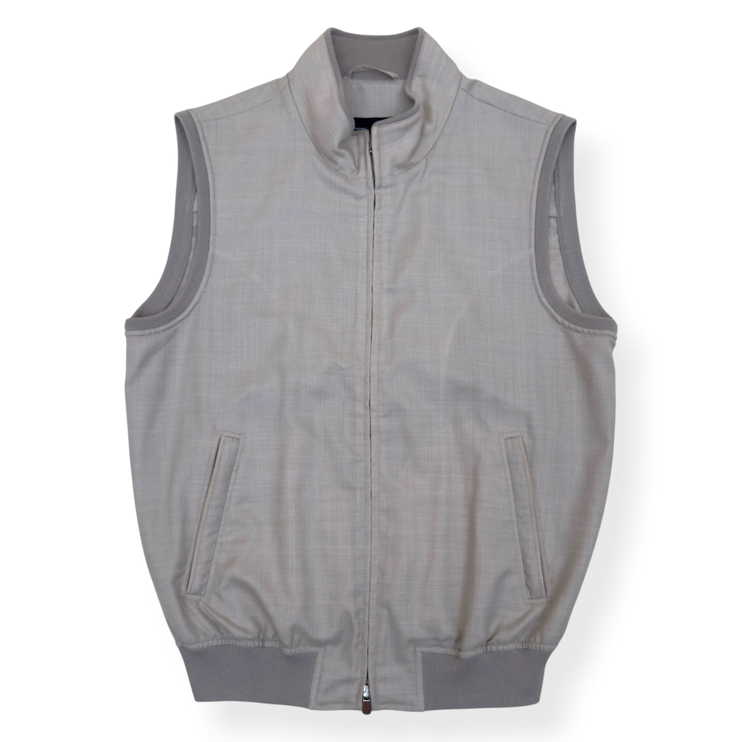 THOM SWEENEY WOOL ZIP-UP GILET STONE 50 / M